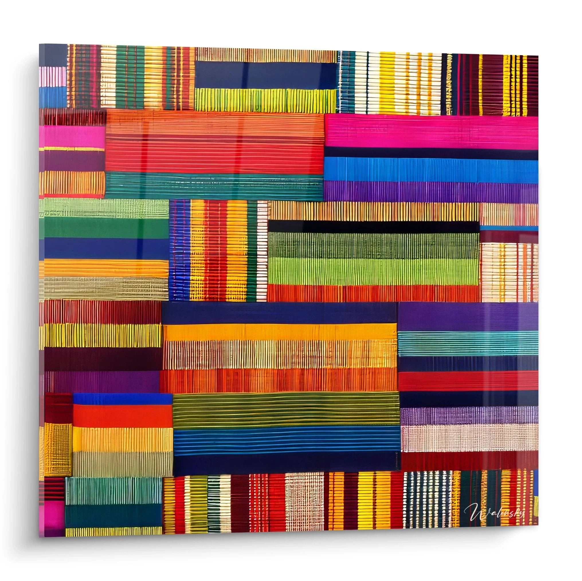 Wandbild Kente Textilmuster mit bunten afrikanischen Webstreifen und traditionellen Mustern aus Ghana