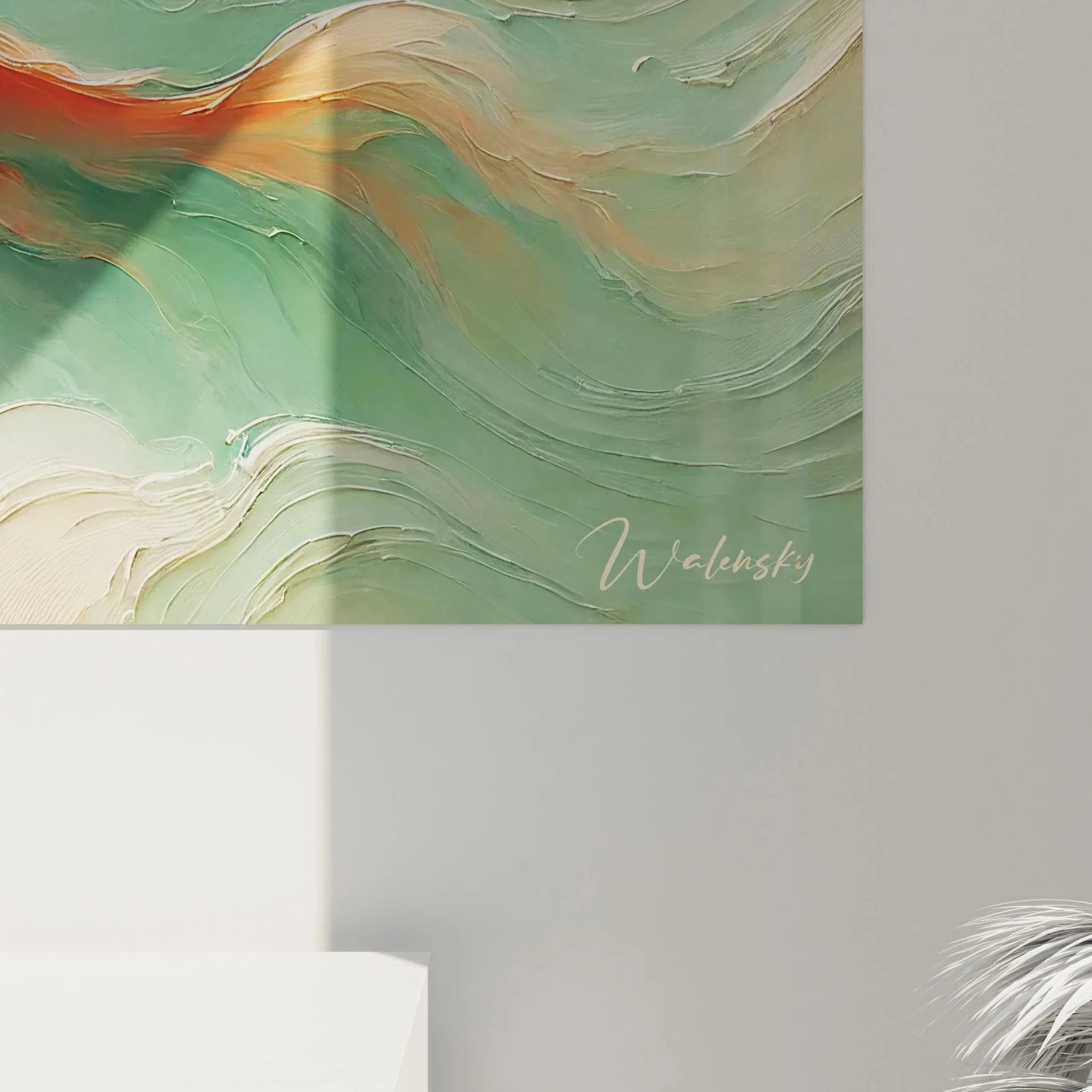 Gesamtansicht Wandbild Koi Karpfen mit fließenden Wasserbewegungen in Premium Qualität