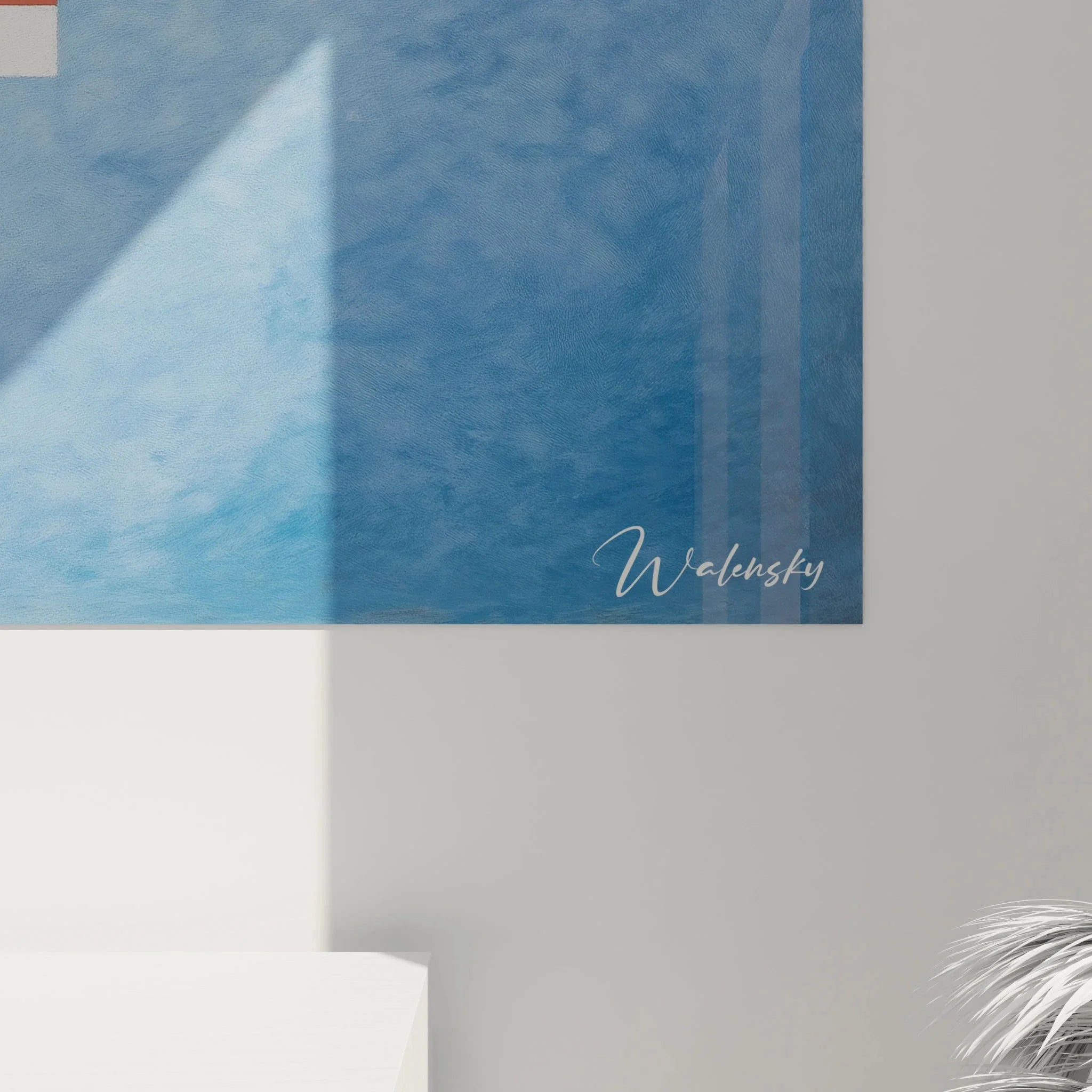 Gesamtansicht des modernen Konstruktivismus Wandbildes mit systematischer Formenanordnung