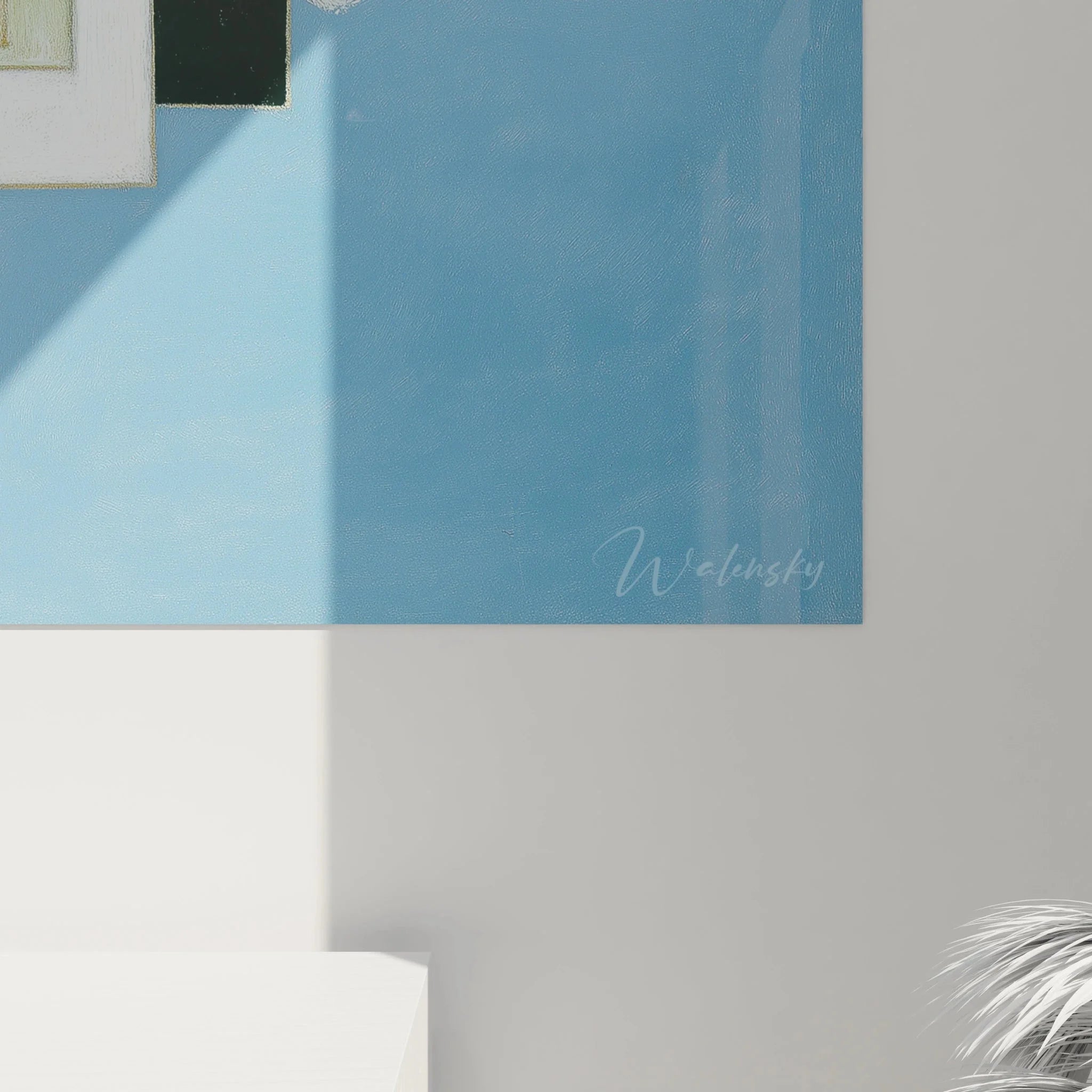 Gesamtansicht Wandbild Konstruktivismus abstrakte Komposition Berglandschaft Spiegelung