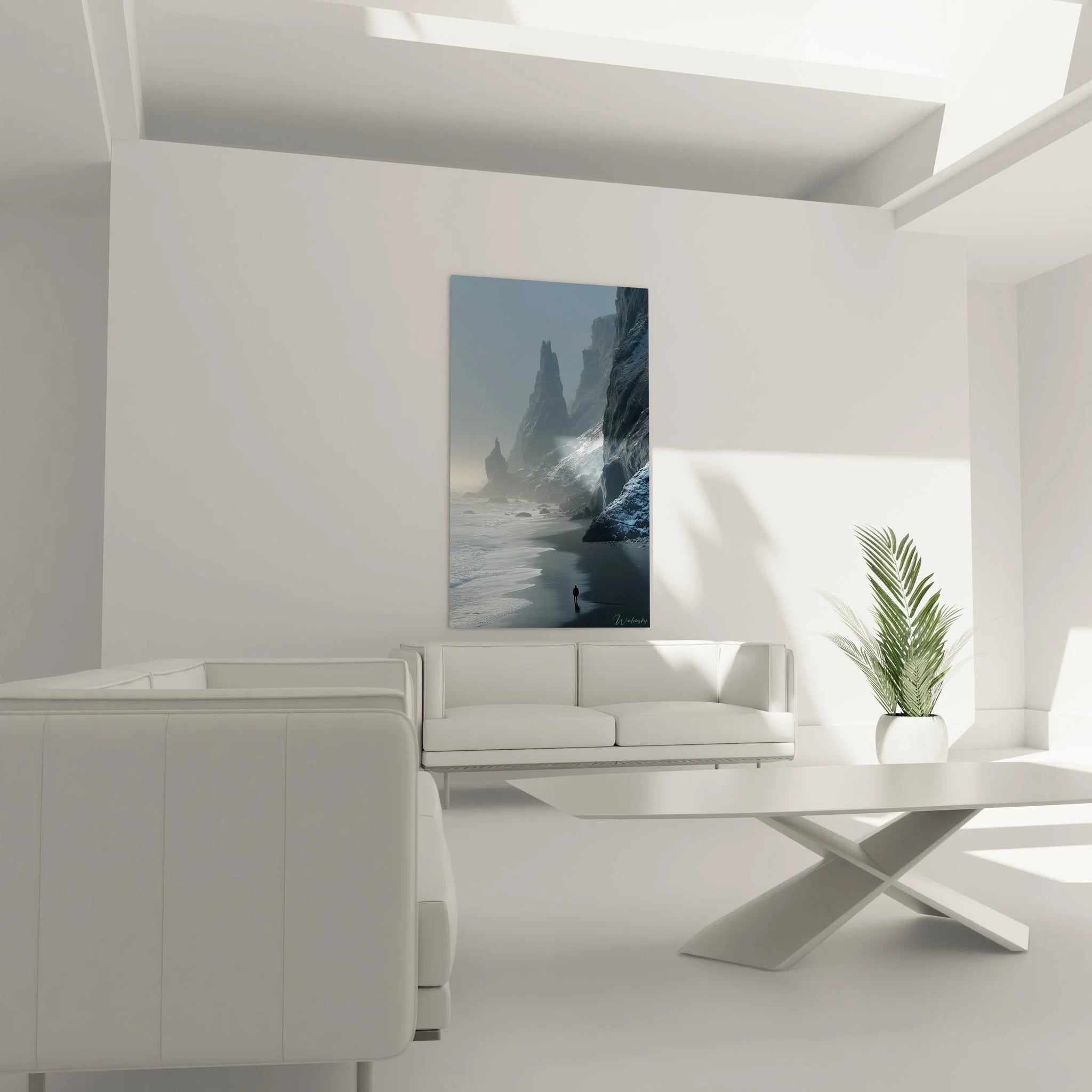 Detailaufnahme Wandbild Küste - Klippen und Meeresbrandung in hochwertiger Leinwandqualität XXL