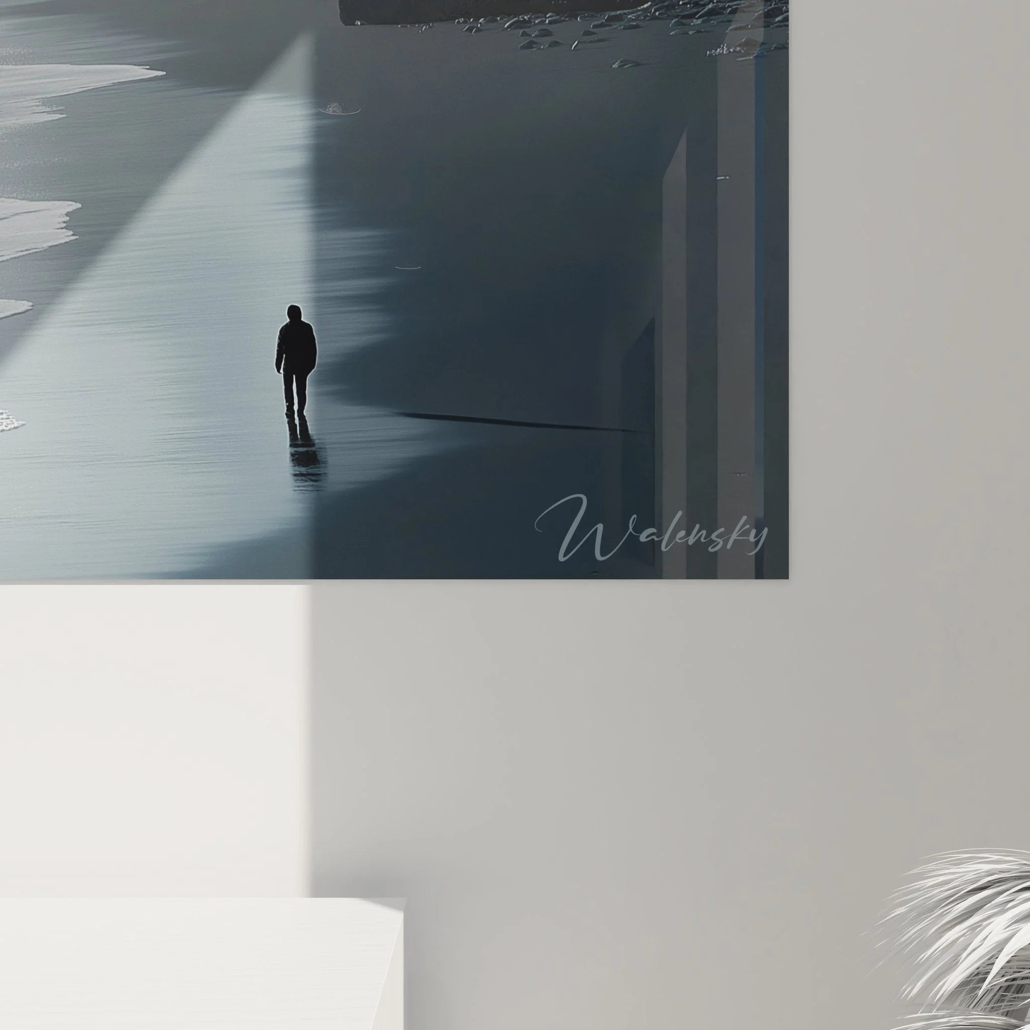 Gesamtansicht Wandbild Küste - Maritime Wandkunst mit dramatischer Strandlandschaft für Wohnräume