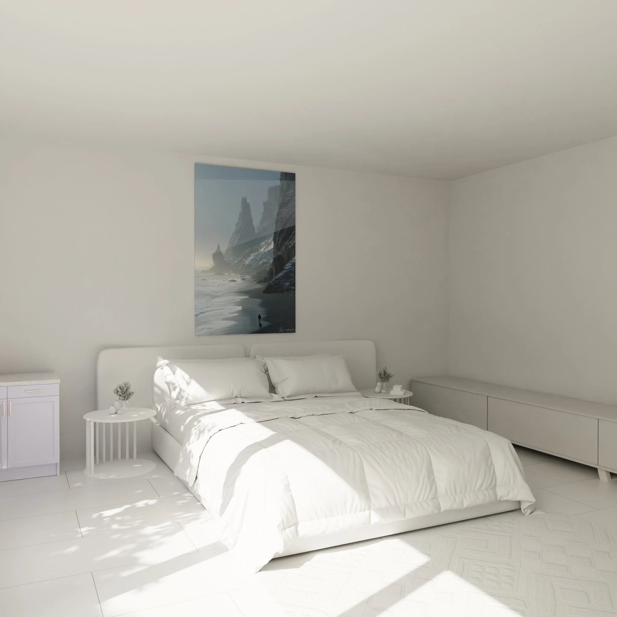 Wandbild Küste im Schlafzimmer - Strandlandschaft Leinwand mit mystischer Atmosphäre als Wanddekoration