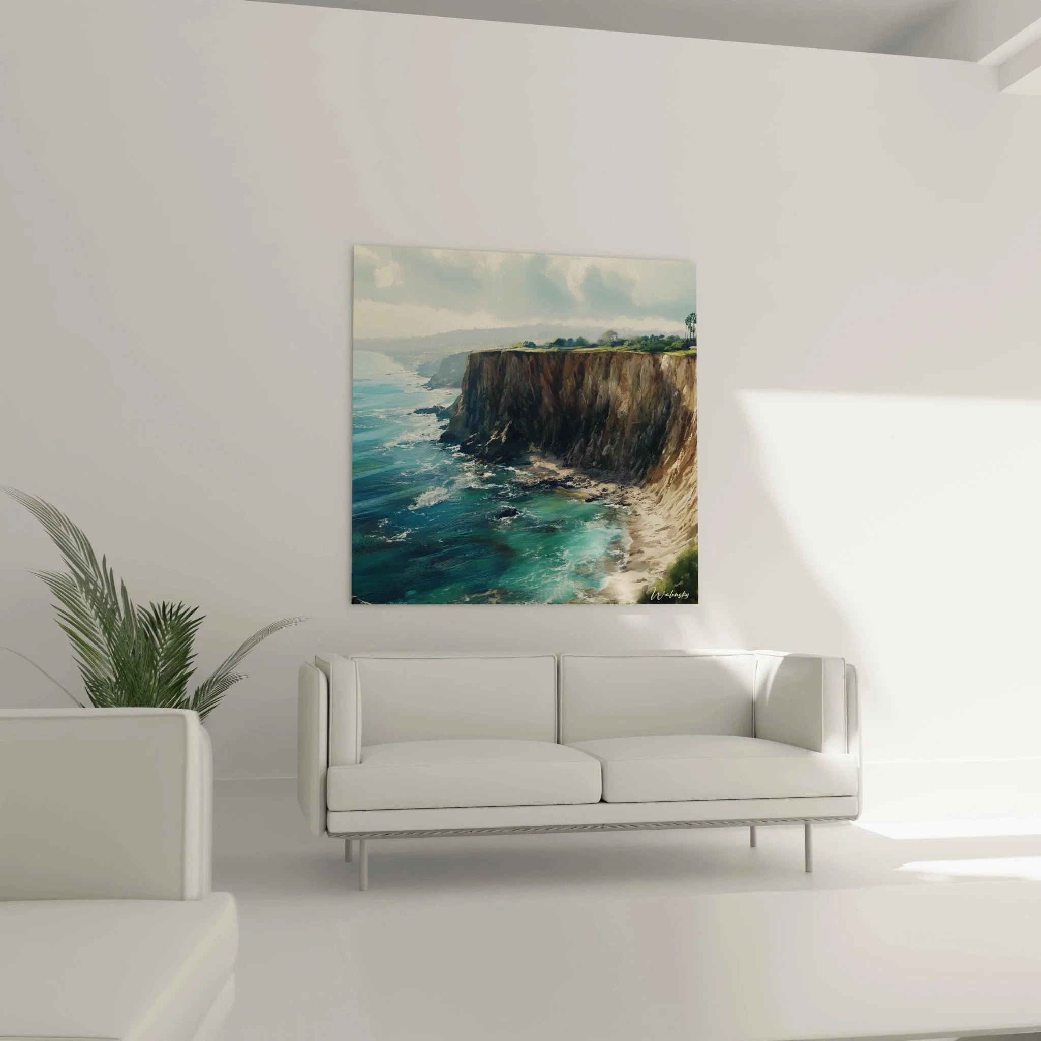 Detailansicht Wandbild Küstenlandschaft - Steilklippen und türkisblaues Meer in hoher Qualität