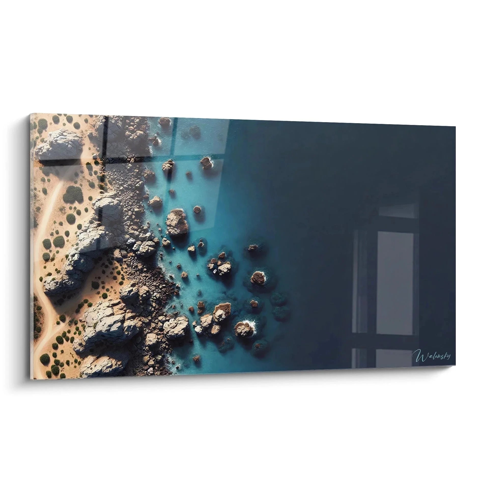 Wandbild Küstenlandschaft Luftaufnahme mit türkisblauem Wasser und Felsformationen Edition Ozean