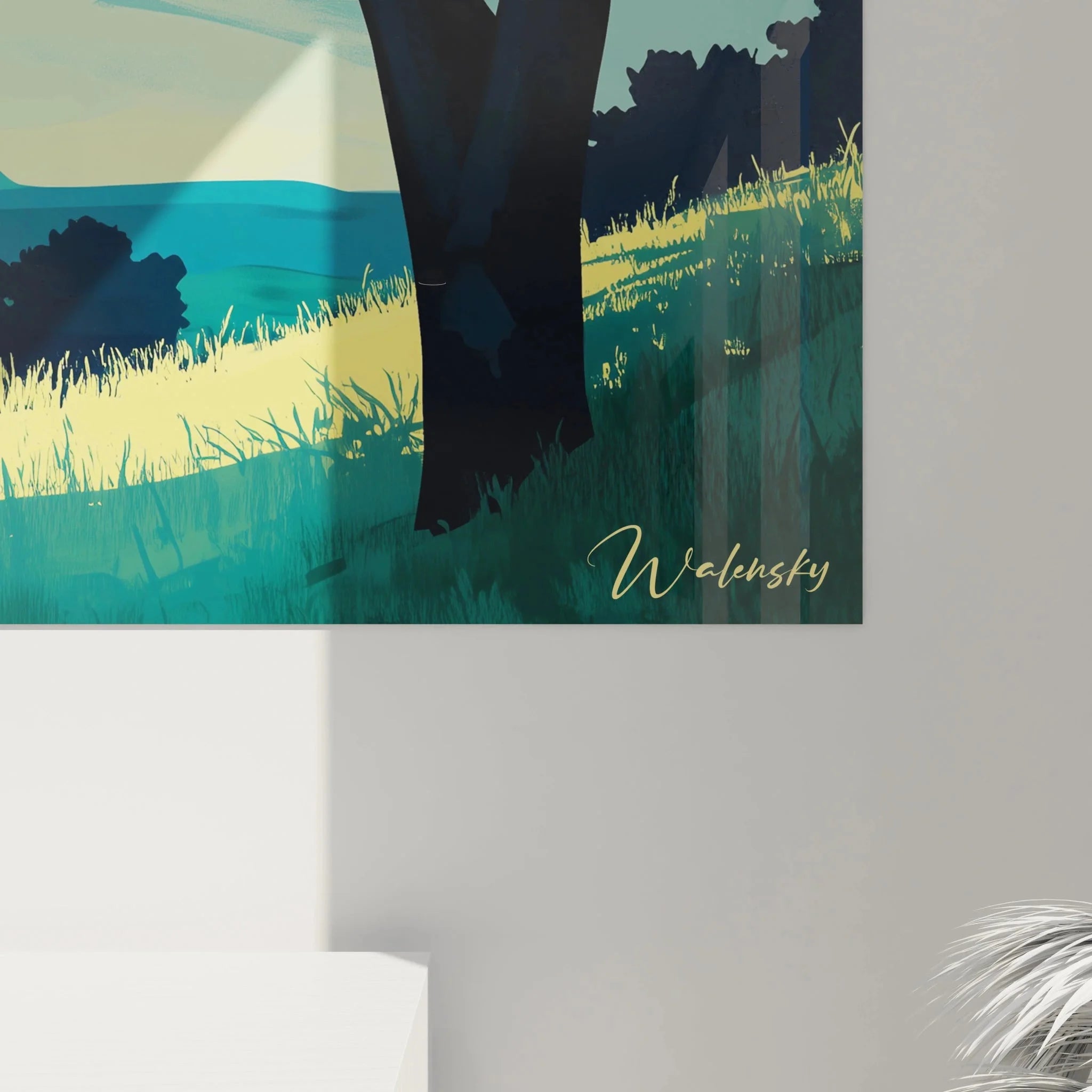 Gesamtansicht Wandbild Landschaft mit Kirschbaum und Hügellandschaft Pissarro Edition