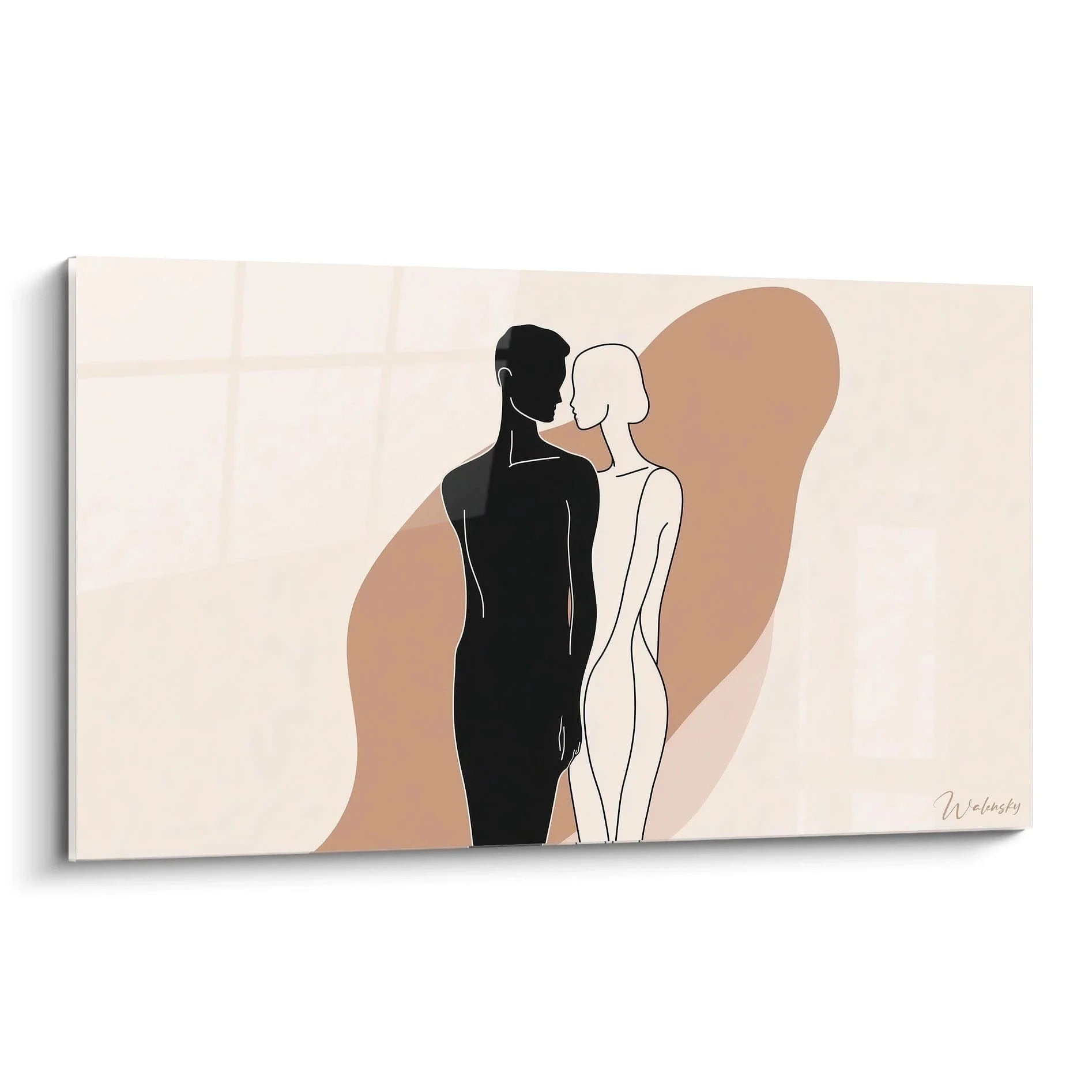 Wandbild Liebespaar abstrakt in erdigen Tönen - Marc Chagall Edition für moderne Wanddekoration