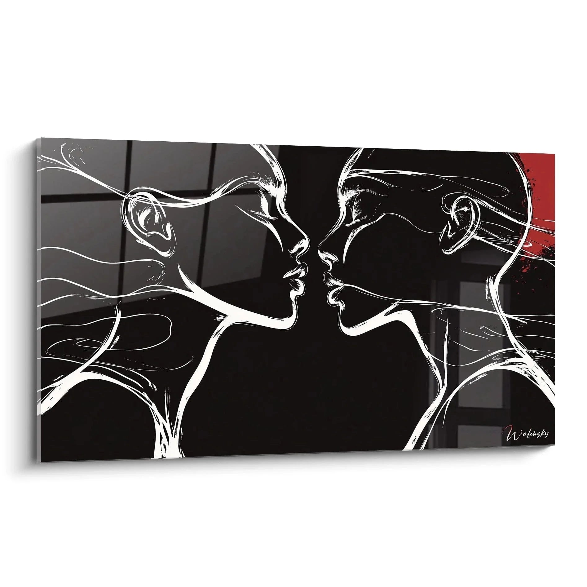 Wandbild Liebespaar Kuss expressionistische Kunst Munch Stil schwarz weiß