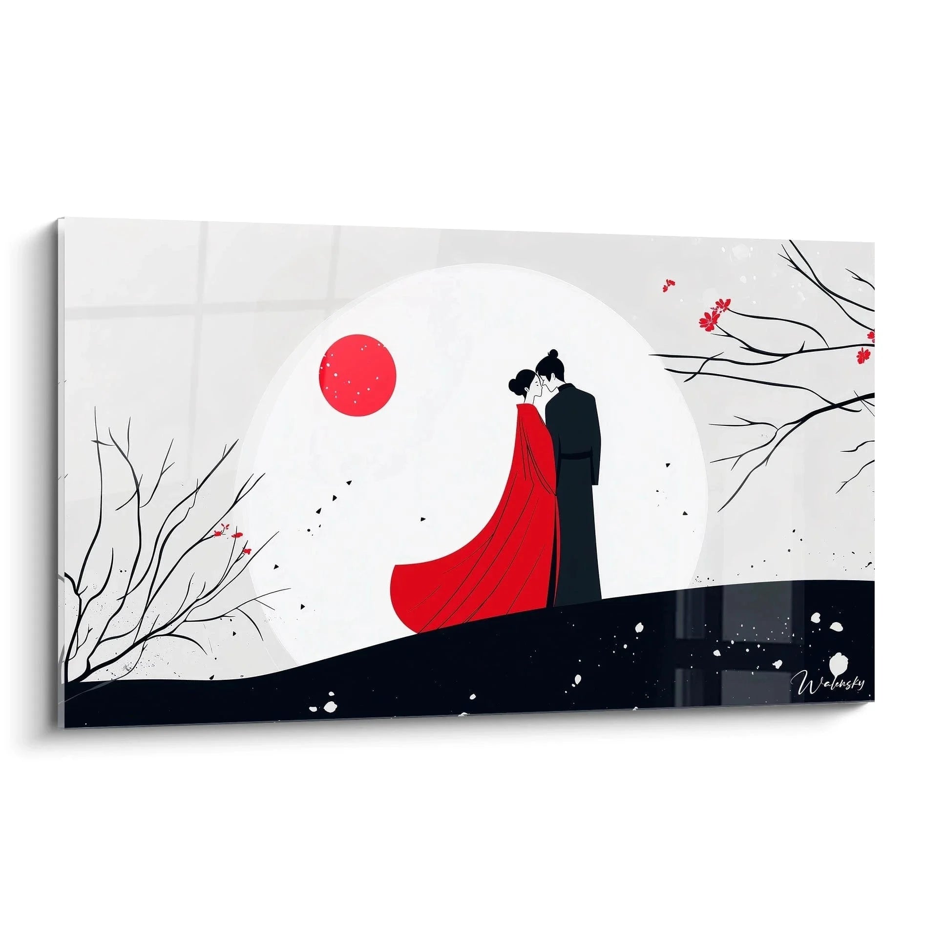 Wandbild Liebespaar im Mondschein Edition Marc Chagall romantische Wanddekoration rot schwarz