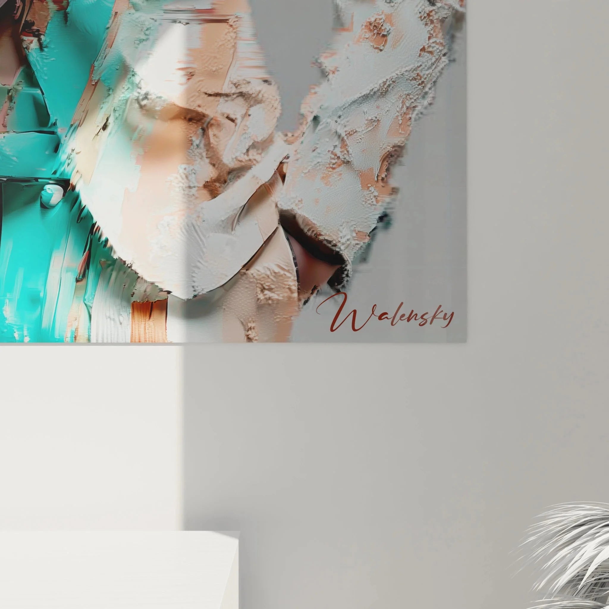 Gesamtansicht modernes Wandbild männliche Figur abstrakt, zeitgenössische Körperkunst für stilvolle Einrichtung