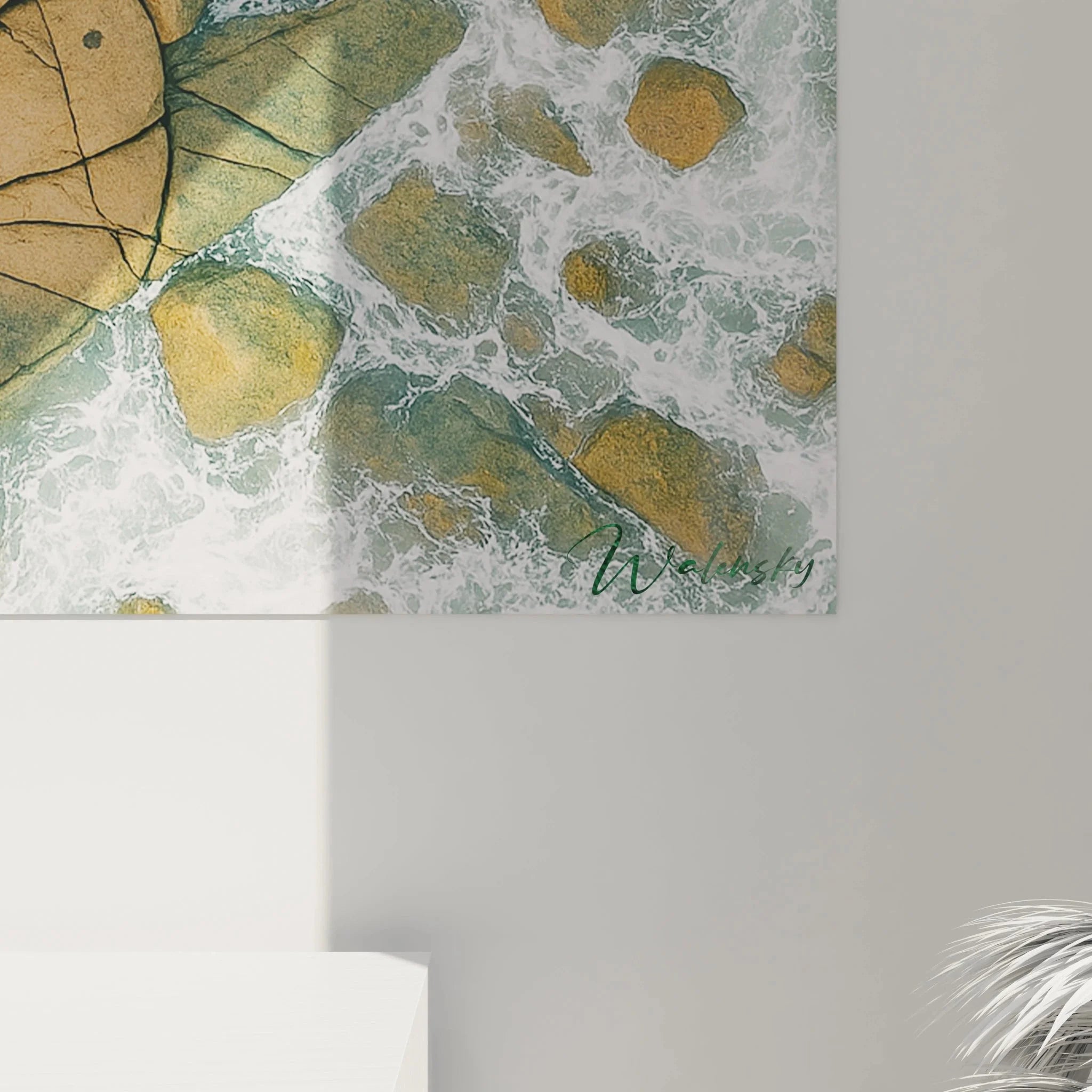 Gesamtansicht Wandbild Küstenformation als moderne maritime Wandkunst für Wohnraum