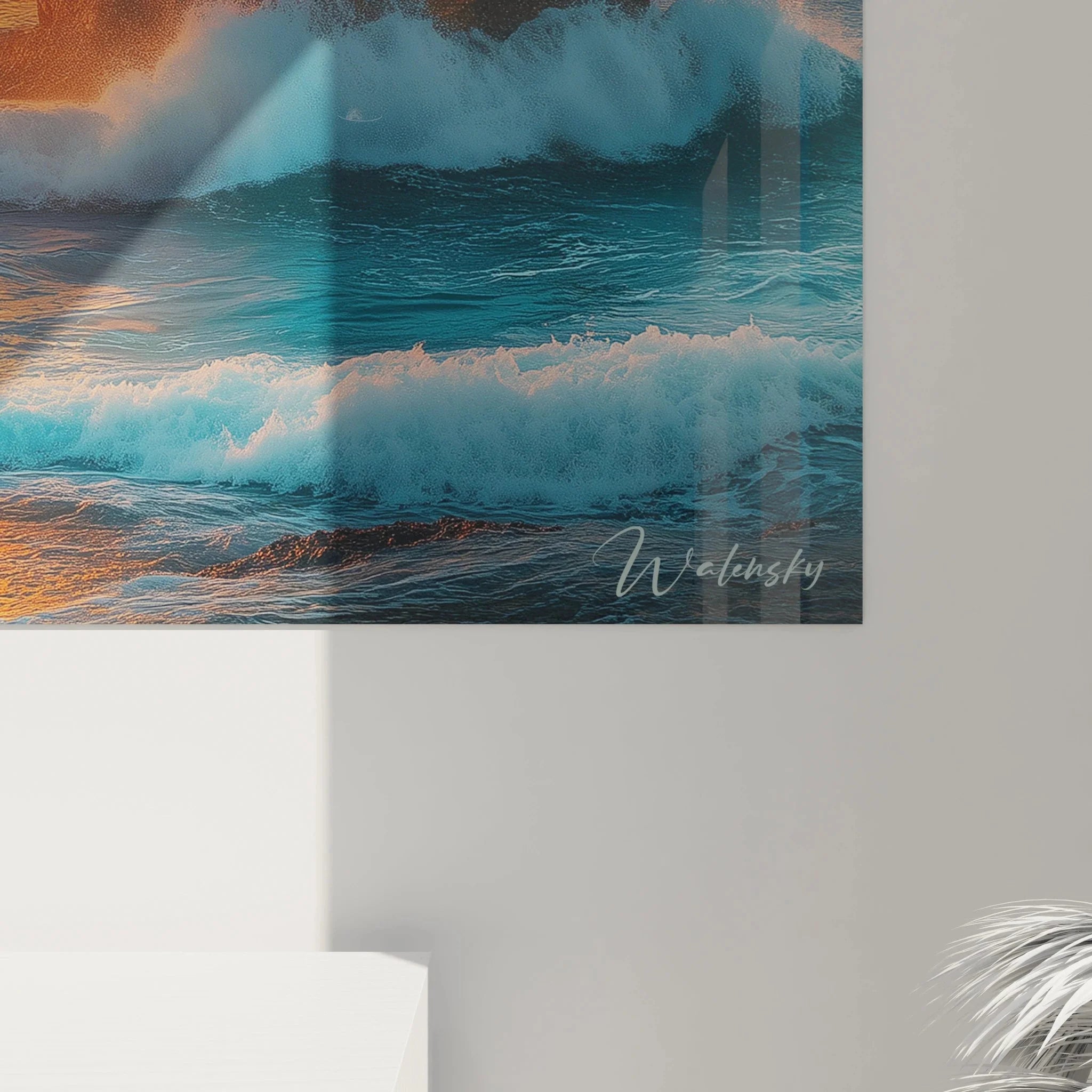 Gesamtansicht Wandbild Meereslandschaft mit spektakulärem Felsbogen und Sonnenuntergang über dem Ozean