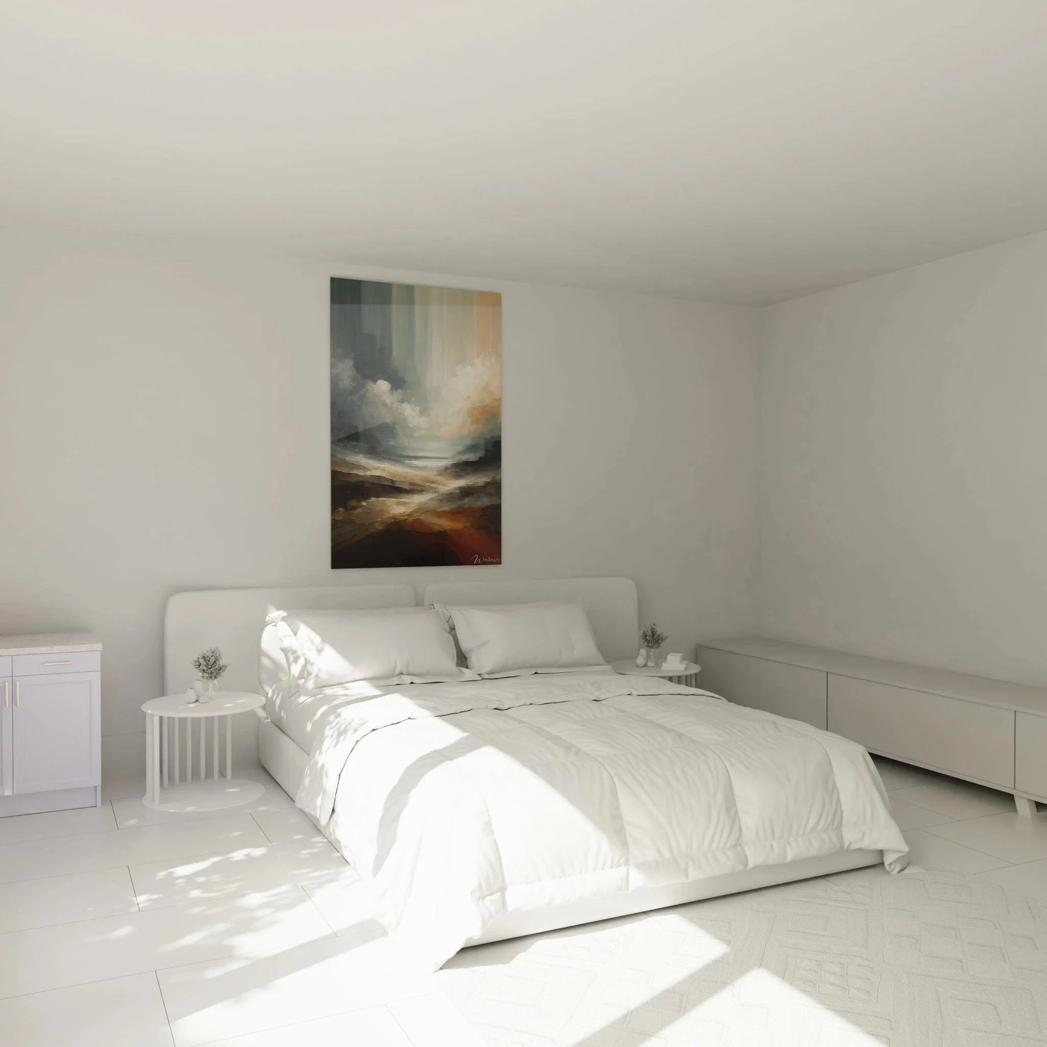 Wandbild Meereslandschaft Expressionismus im modernen Schlafzimmer als stilvolle Wanddekoration