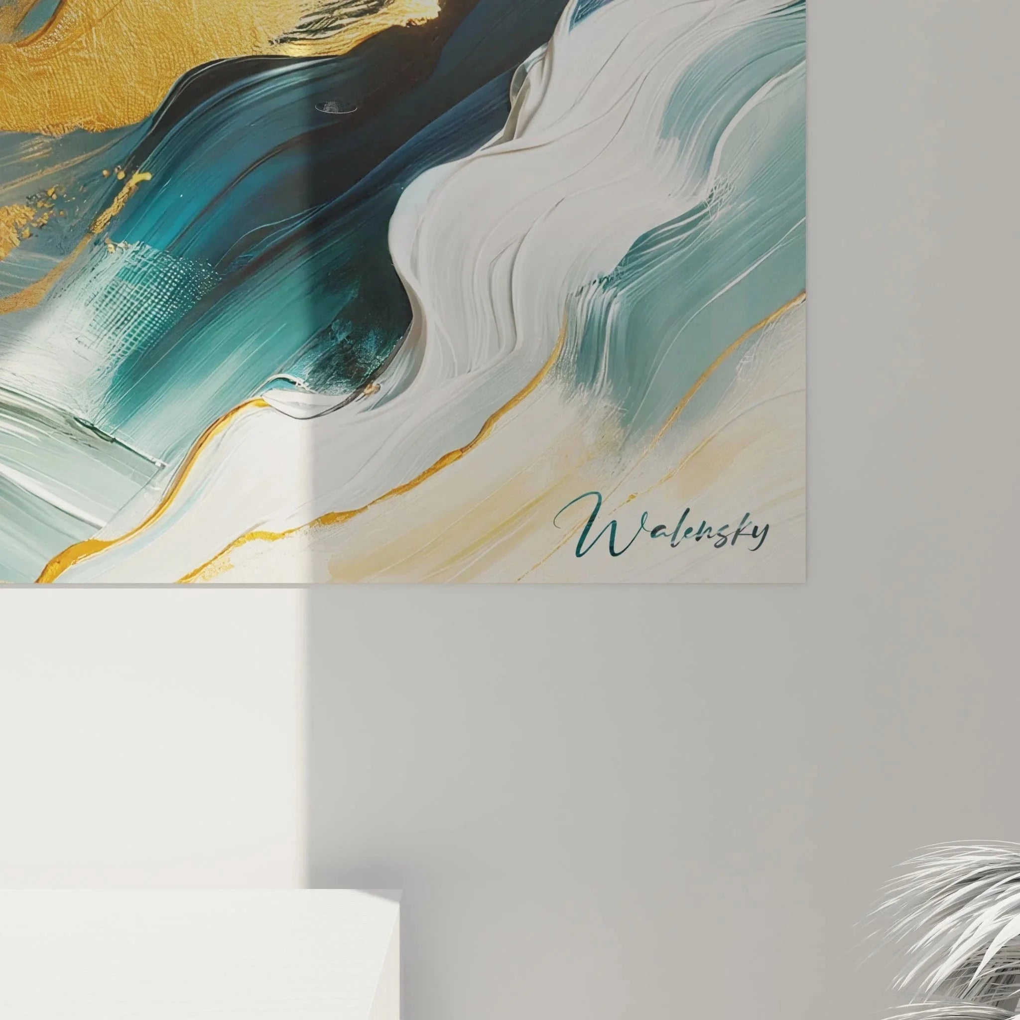 Gesamtansicht Wandbild Meeresströmung Acryl-Optik, moderne abstrakte Wanddekoration