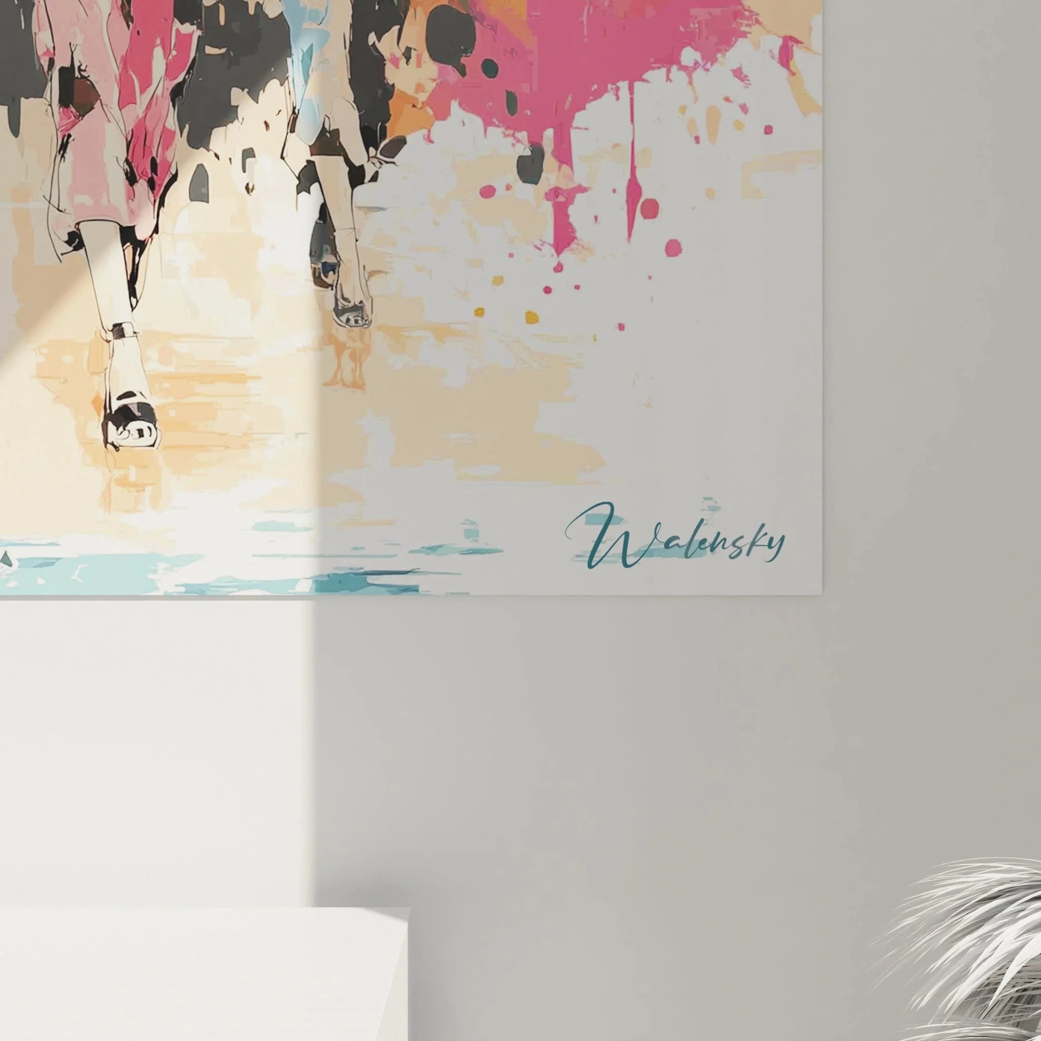 Gesamtansicht Wandbild Modenschau Aquarell mit bunten Fashion Illustrationen für moderne Wanddekoration