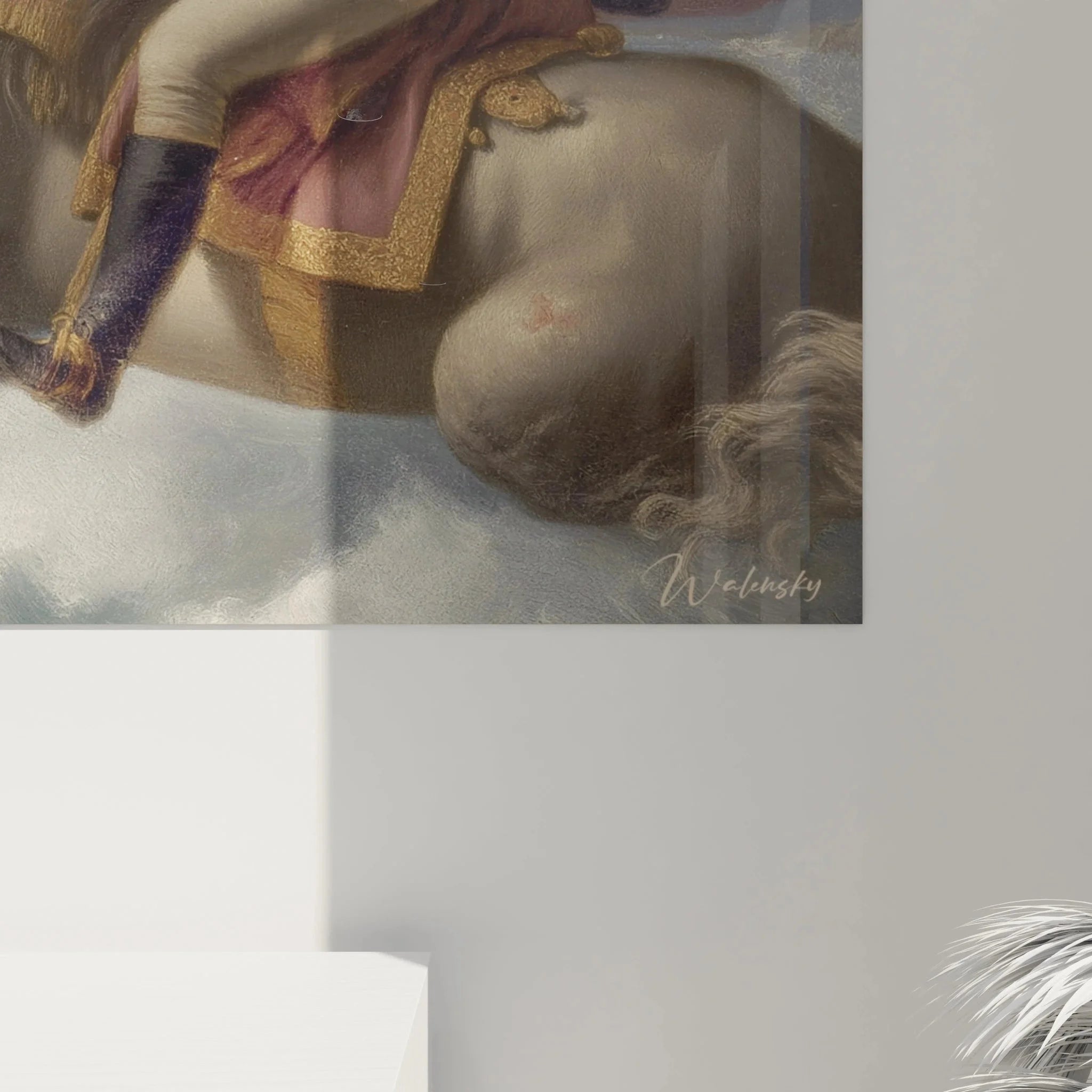 Gesamtansicht Napoleon Wandbild Neoklassizismus, dramatische Wolkenkomposition mit Reiterdarstellung