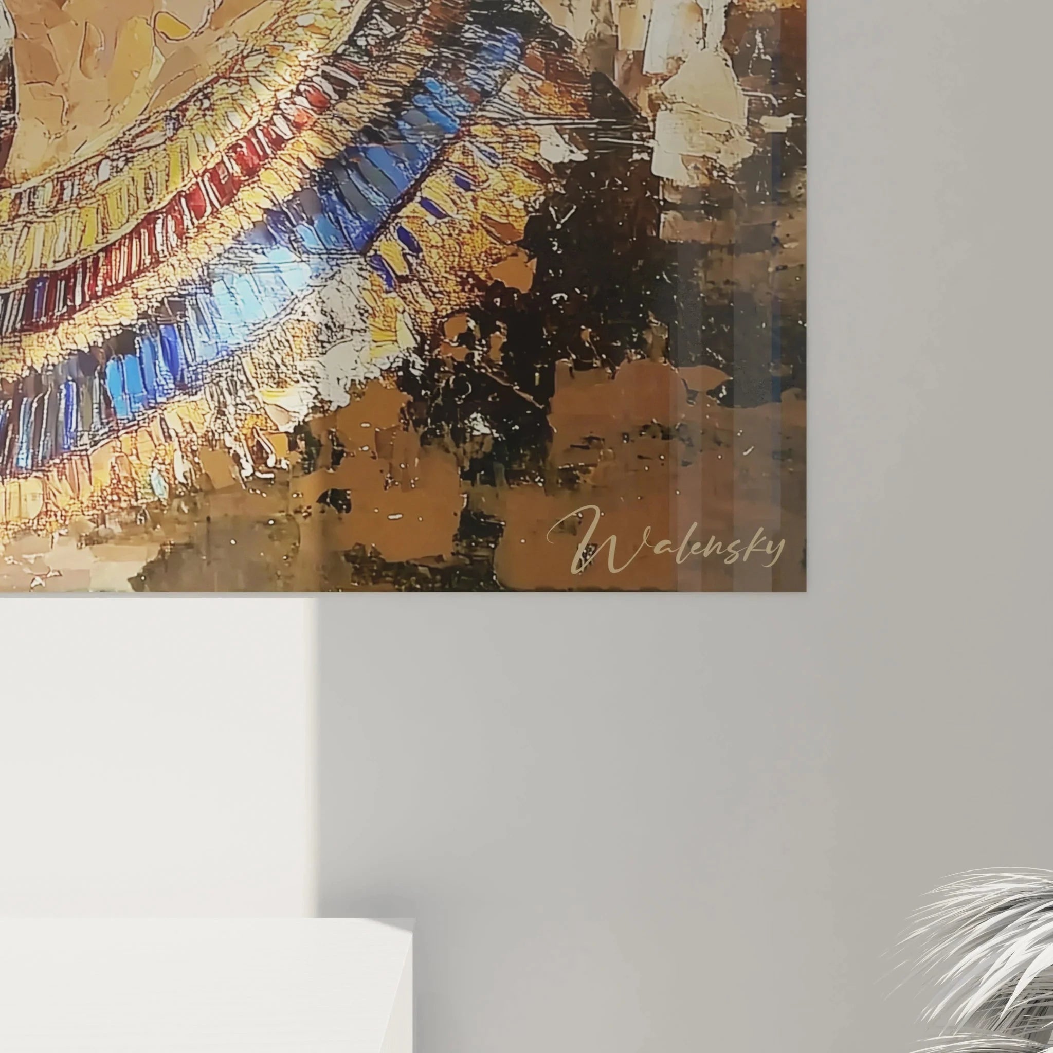 Wandbild Nofretete Gesamtansicht - Ägyptische Königin Leinwanddruck mit antikem Rahmen