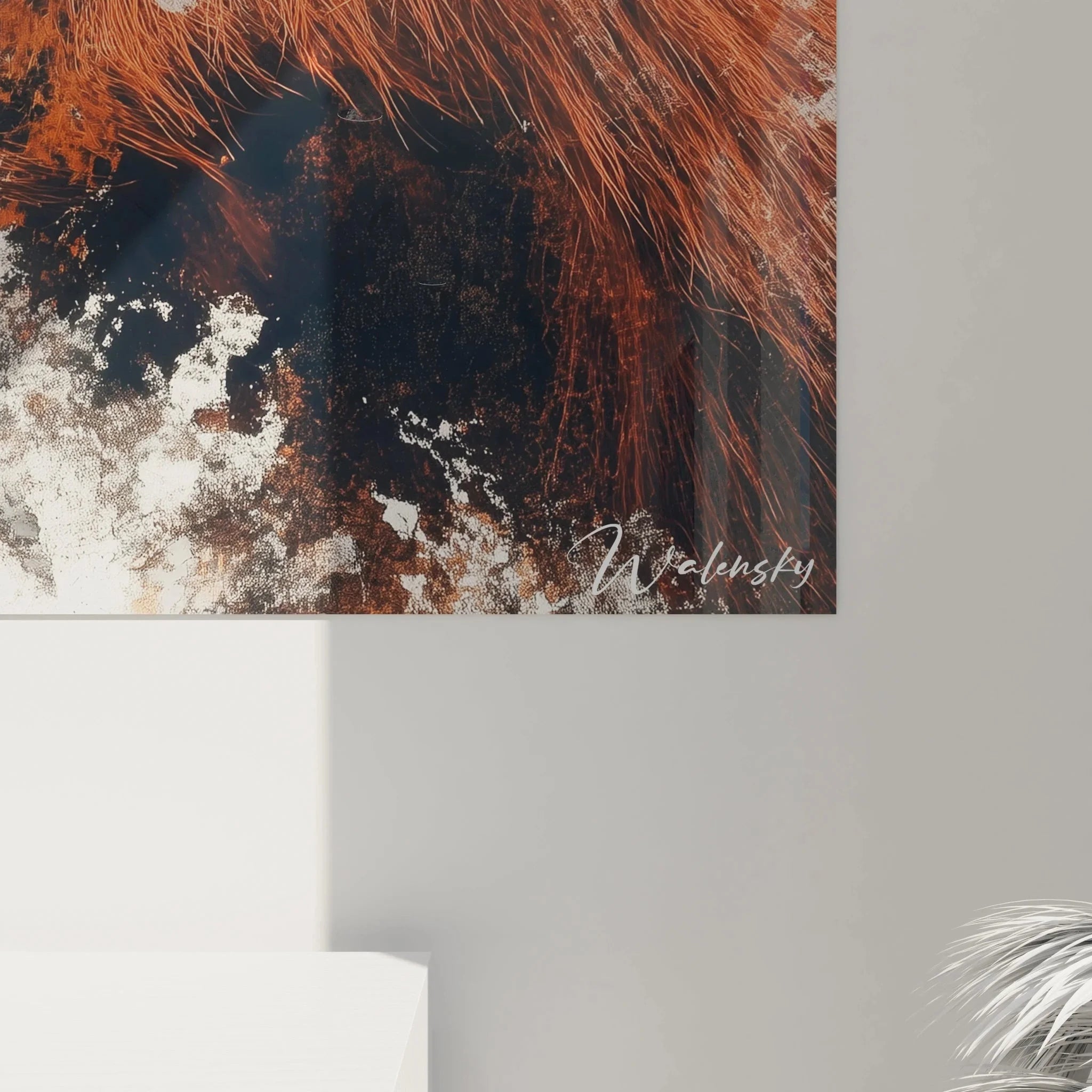 Gesamtansicht Orang-Utan Wandbild mit künstlerischen Farbverläufen und modernen Gestaltungselementen