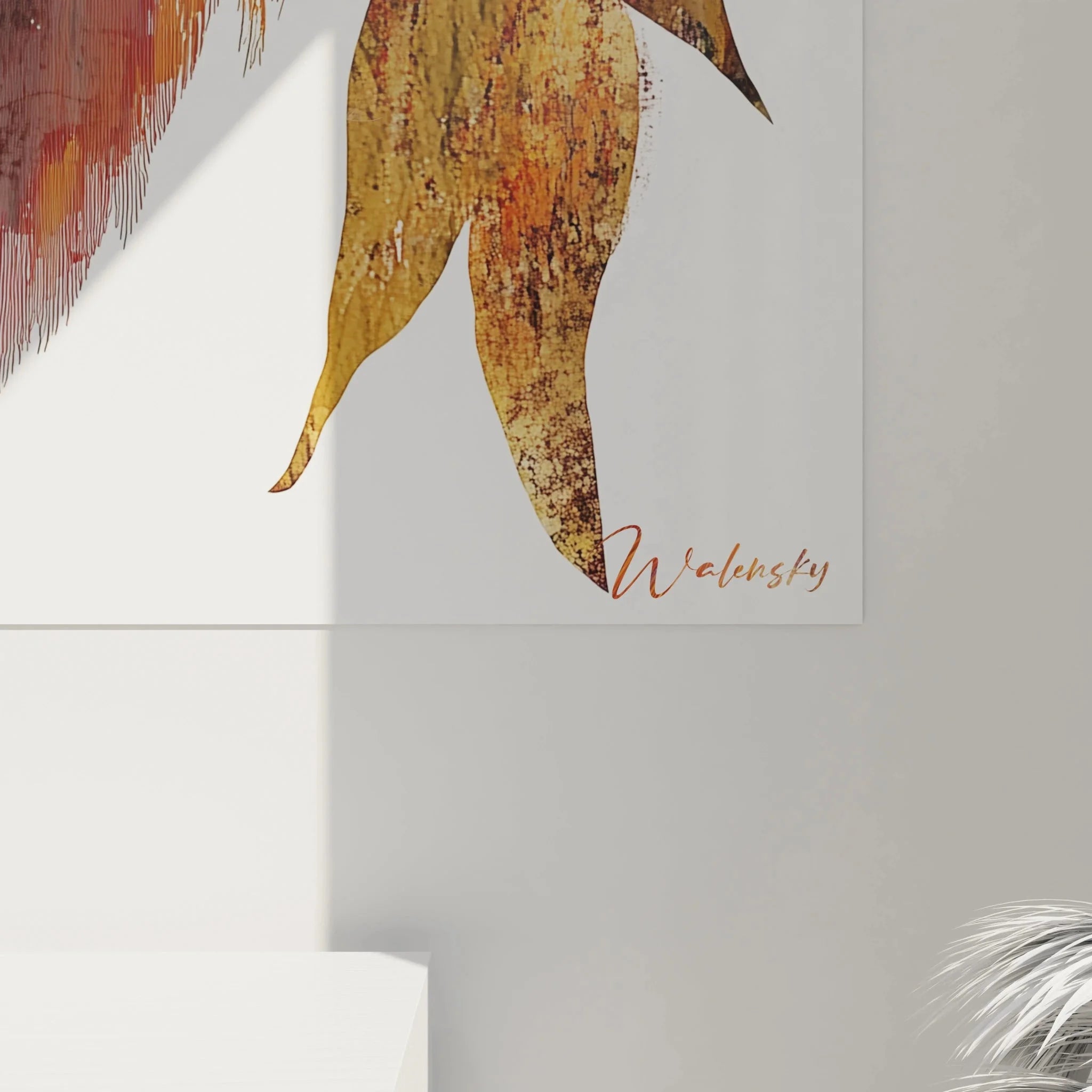 Gesamtansicht Wandbild Orang-Utan am Ast, komplette Darstellung des majestätischen Primaten-Kunstwerks