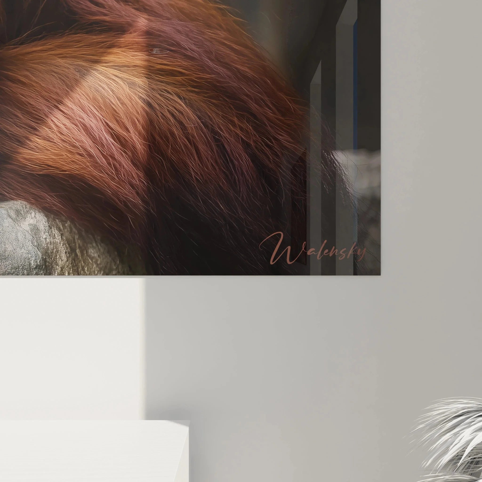 Wandbild Orang-Utan Gesamtansicht mit Rahmen, perfekte Wanddekoration für Wohnzimmer und Büro