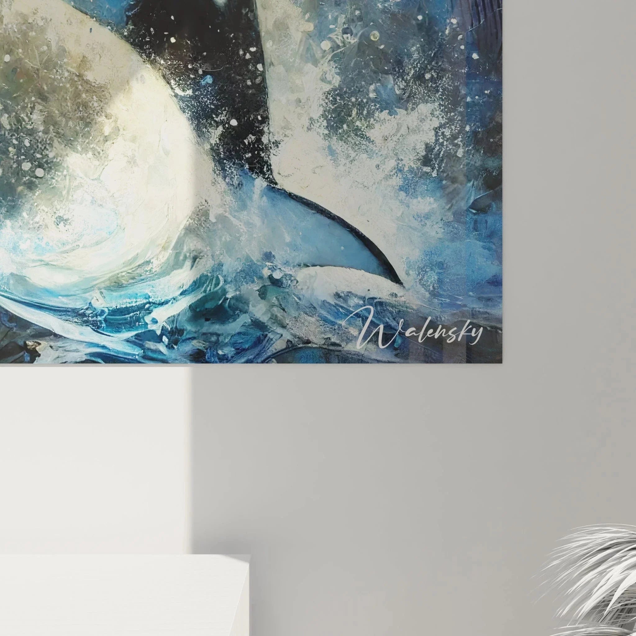 Gesamtansicht Wandbild Orca springend mit vollständiger Darstellung der Komposition