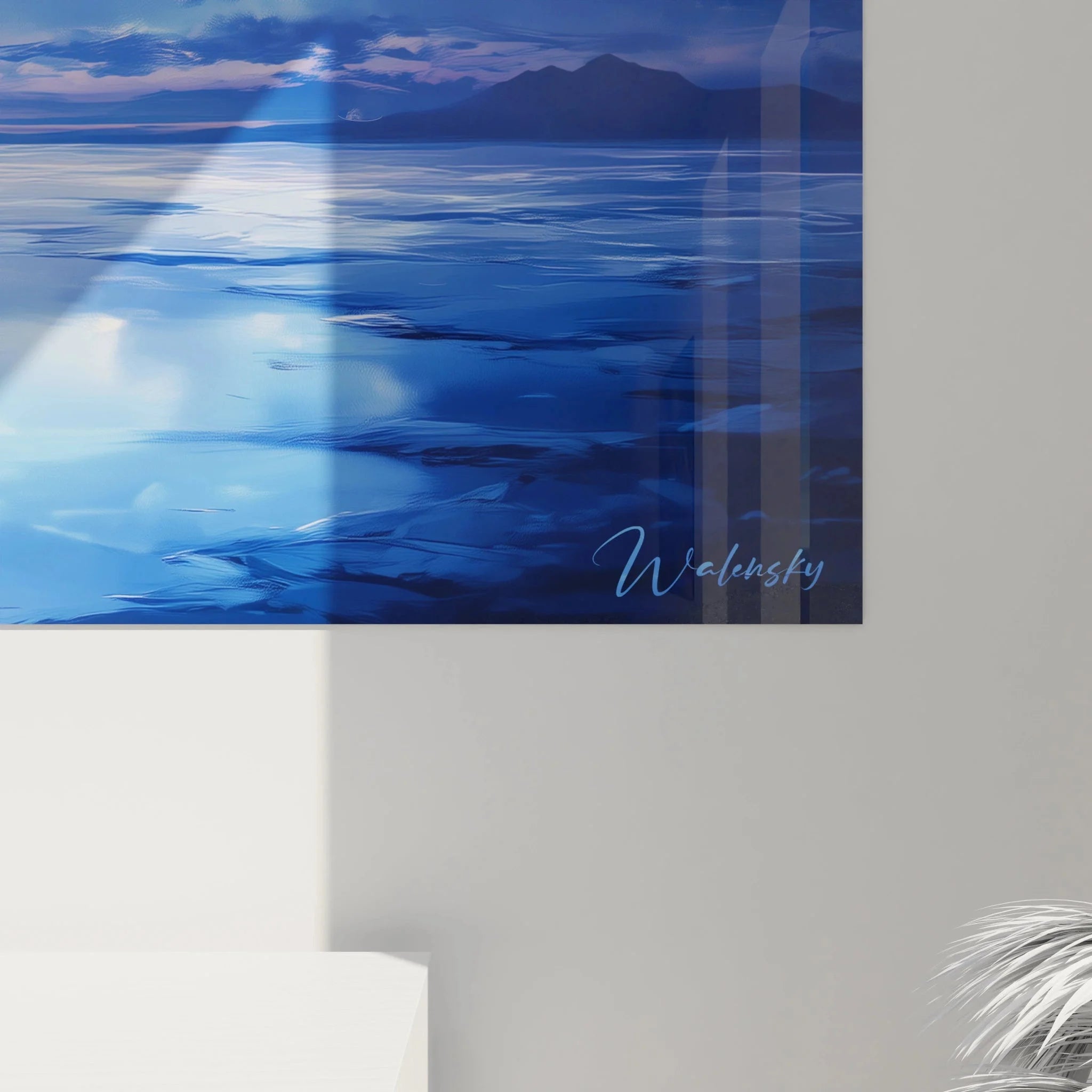 Gesamtansicht Wandbild Ozean Sonnenuntergang als moderne Maritime Wandkunst für Wohnraumdekoration