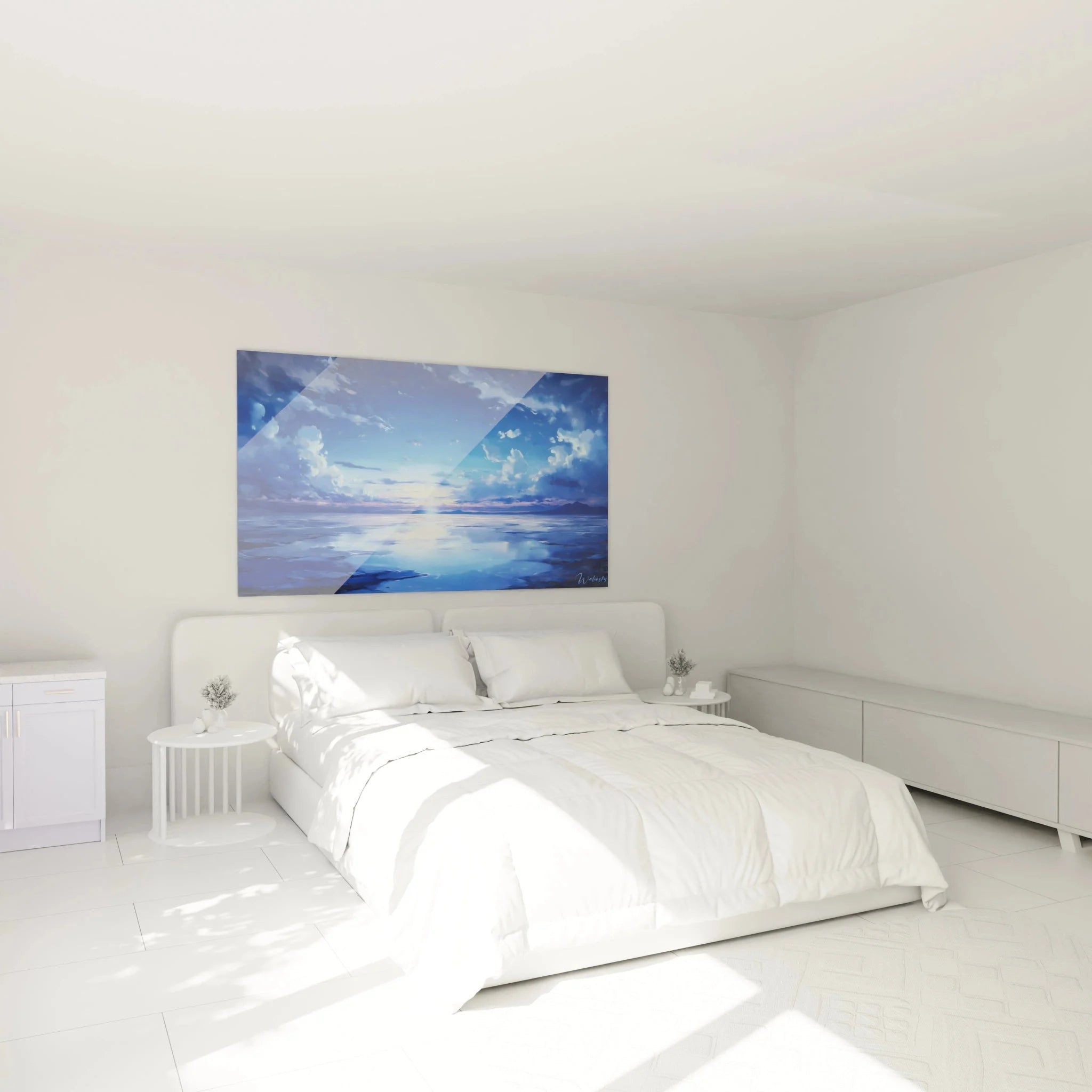 Wandbild Ozean Meeresmotiv in blau als Schlafzimmer Wanddekoration mit beruhigender Atmosphäre