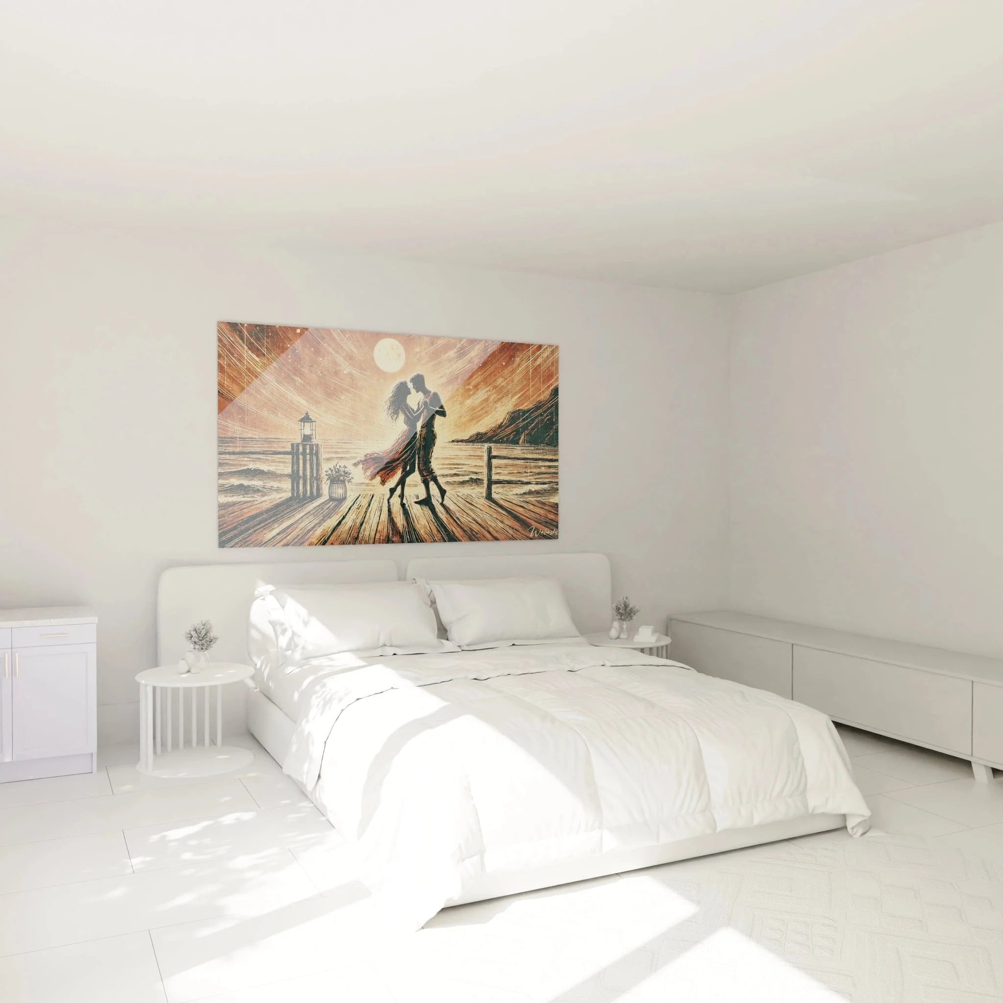 Wandbild Paar Tanzen im Schlafzimmer als romantische Wanddekoration über dem Bett