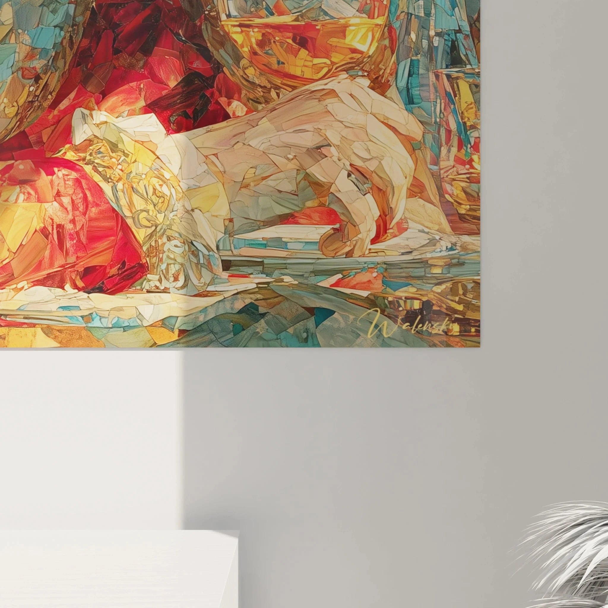 Gesamtansicht Wandbild Parfüm Dame Renaissance Mosaik Wandkunst komplett