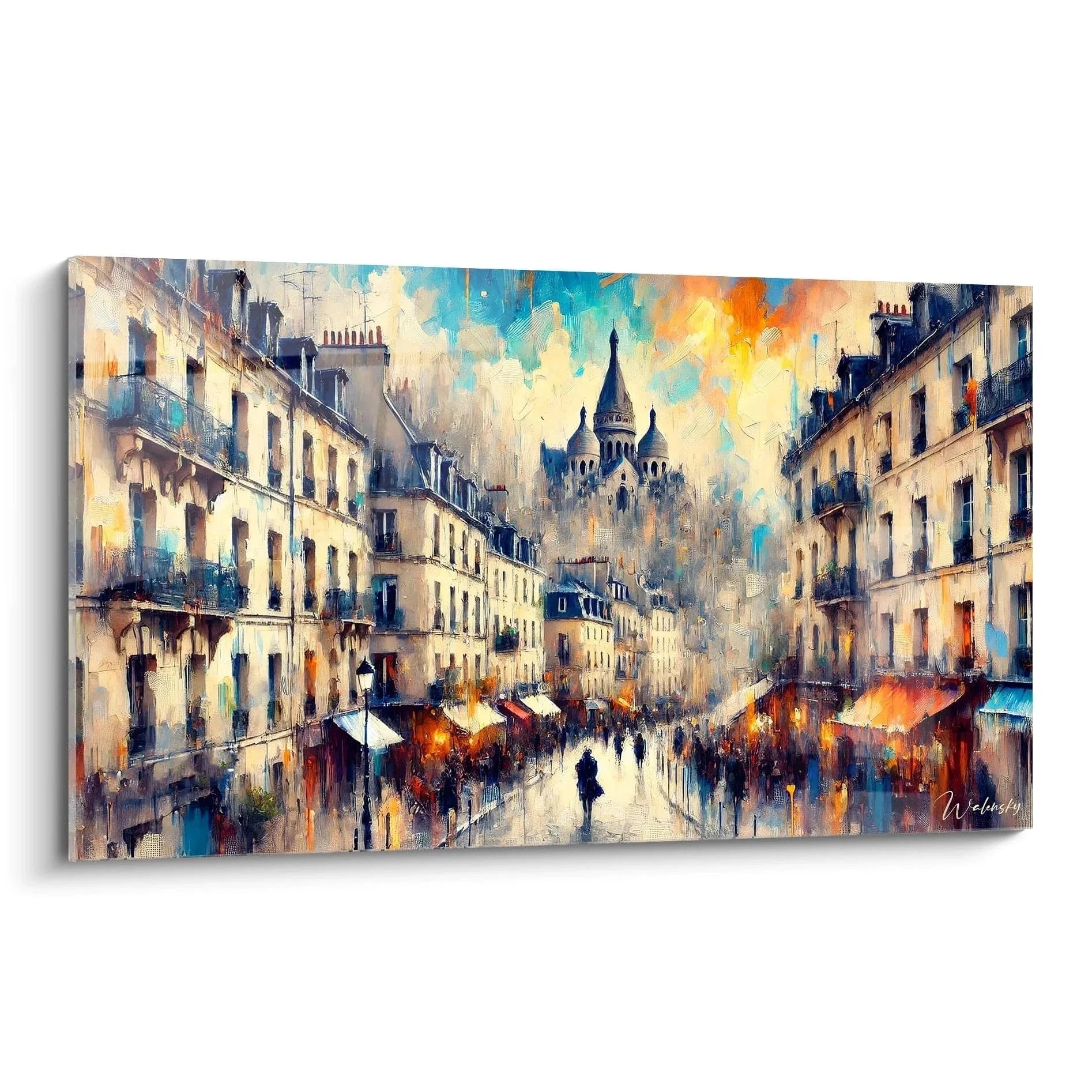 Wandbild Paris Montmartre Straßenszene mit Sacré-Cœur Basilika impressionistischer Stil