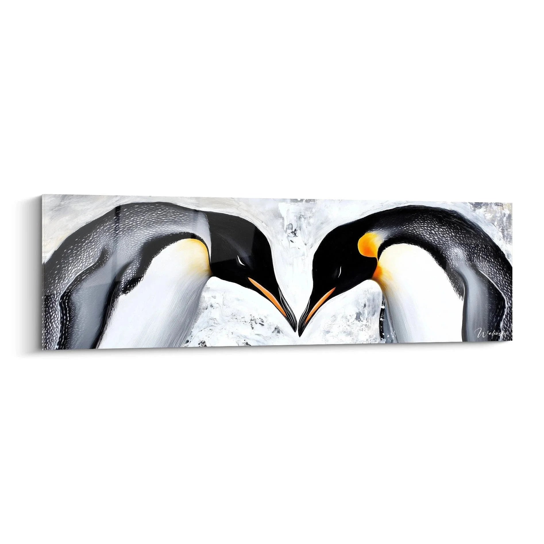 Wandbild Pinguinpaar romantisch - Zwei Pinguine berühren sich liebevoll - Premium Kunstdruck Edition Ozelot