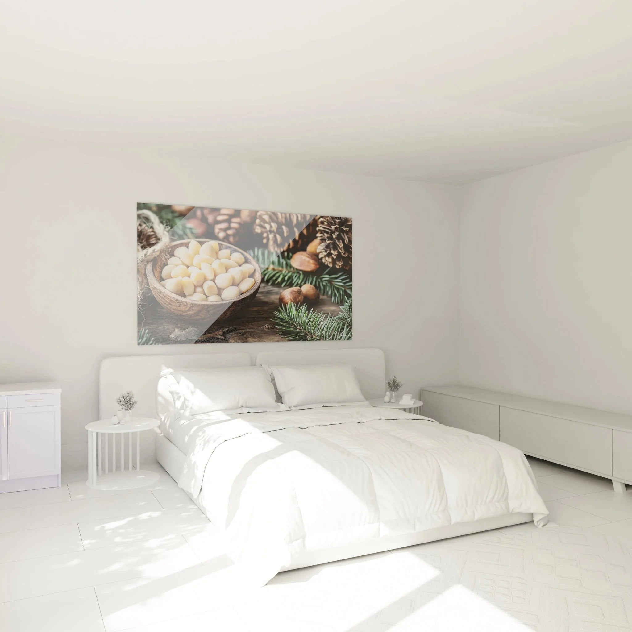 Wandbild Pinienkerne Schlafzimmer Dekoration natürliche Wandkunst mit Winterelementen