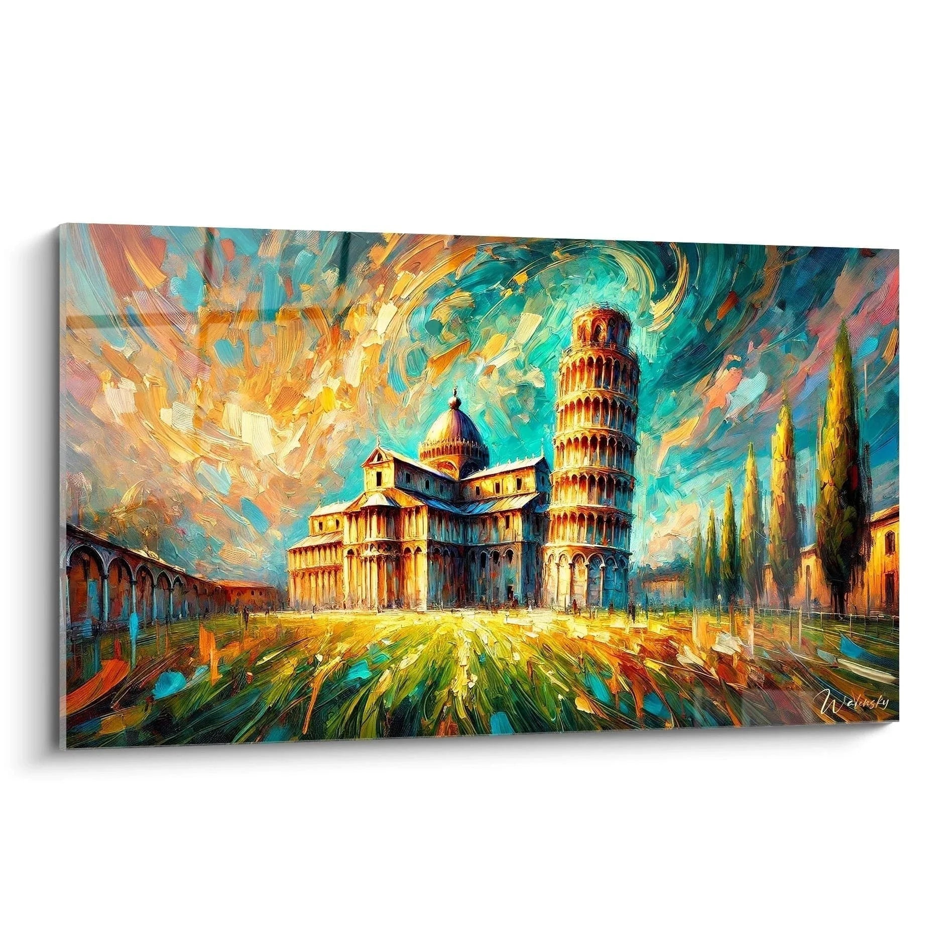 Wandbild Pisa Schiefer Turm impressionistisch italienische Architektur Kunst Leinwand