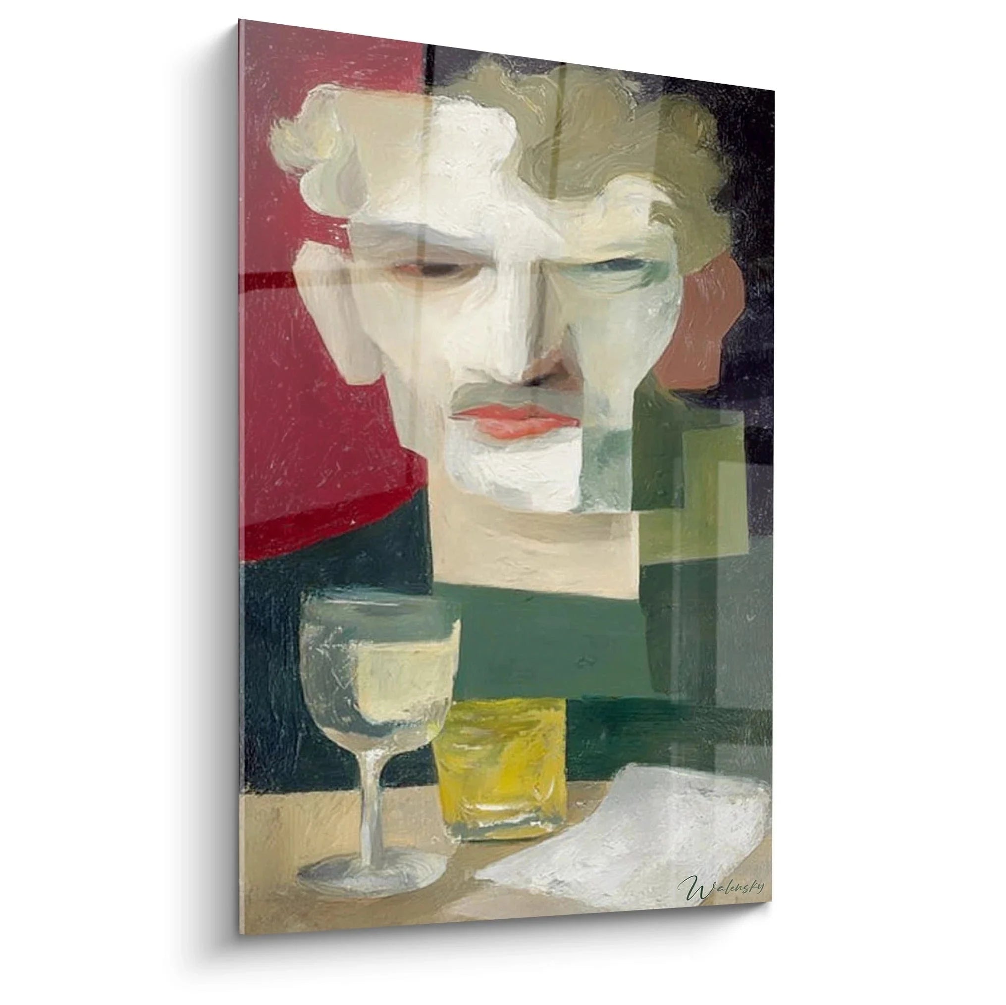 Wandbild Portrait Kubismus mit fragmentierter Darstellung und geometrischen Formen - Dadaismus Edition