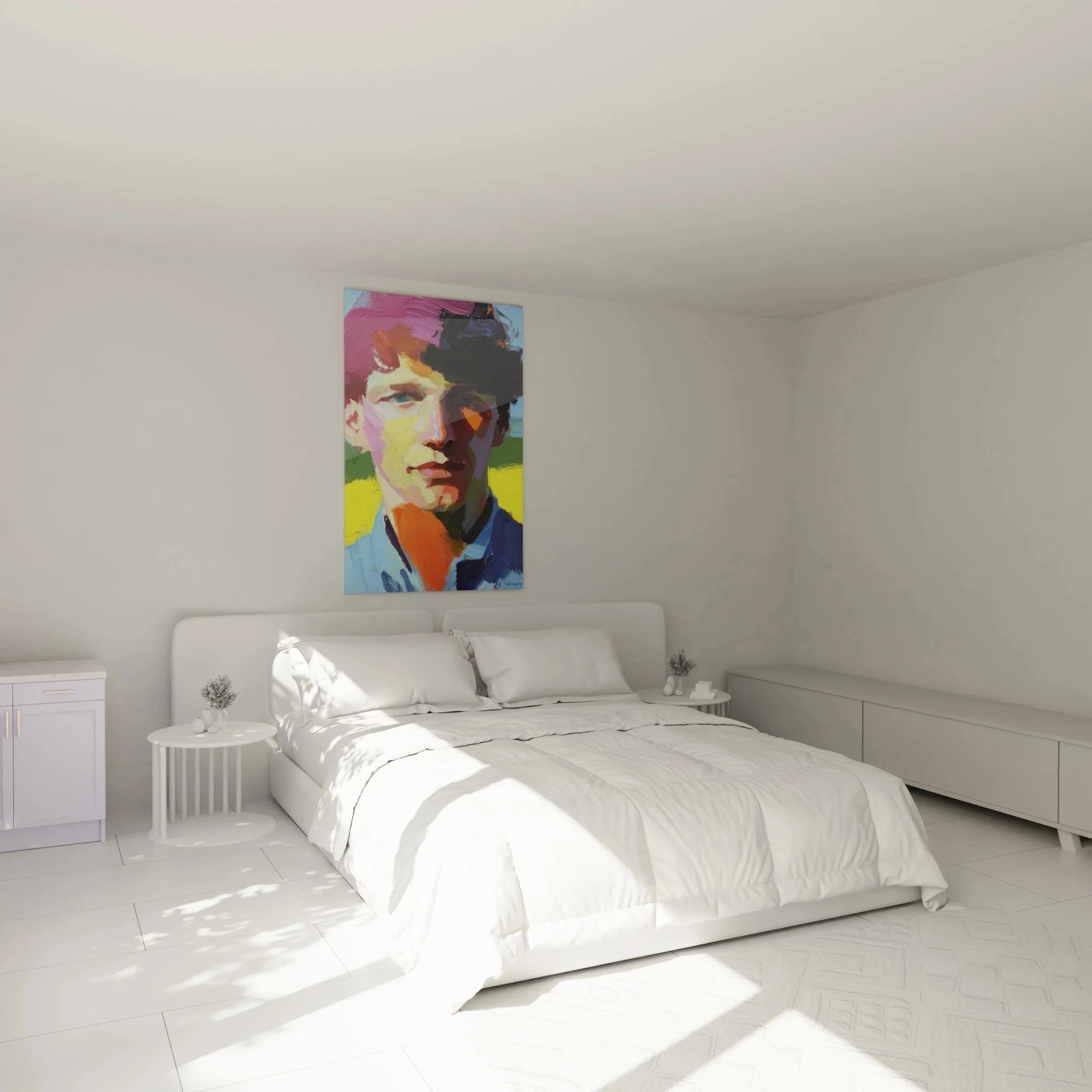 Impressionistisches Wandbild Portrait im Schlafzimmer Ambiente moderne Wanddekoration