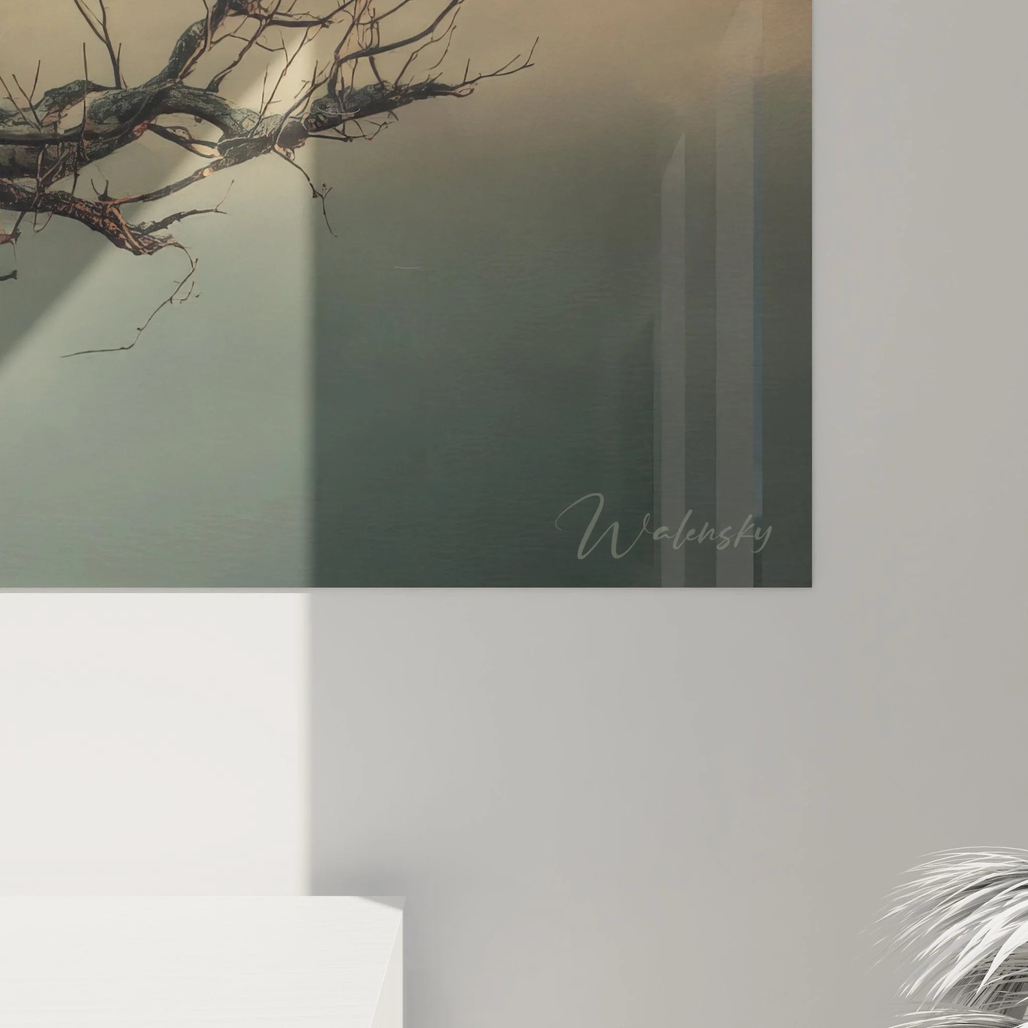 Gesamtansicht mystisches Rabe Wandbild mit dramatischer Abendhimmel-Komposition - Edition Rabe Kollektion