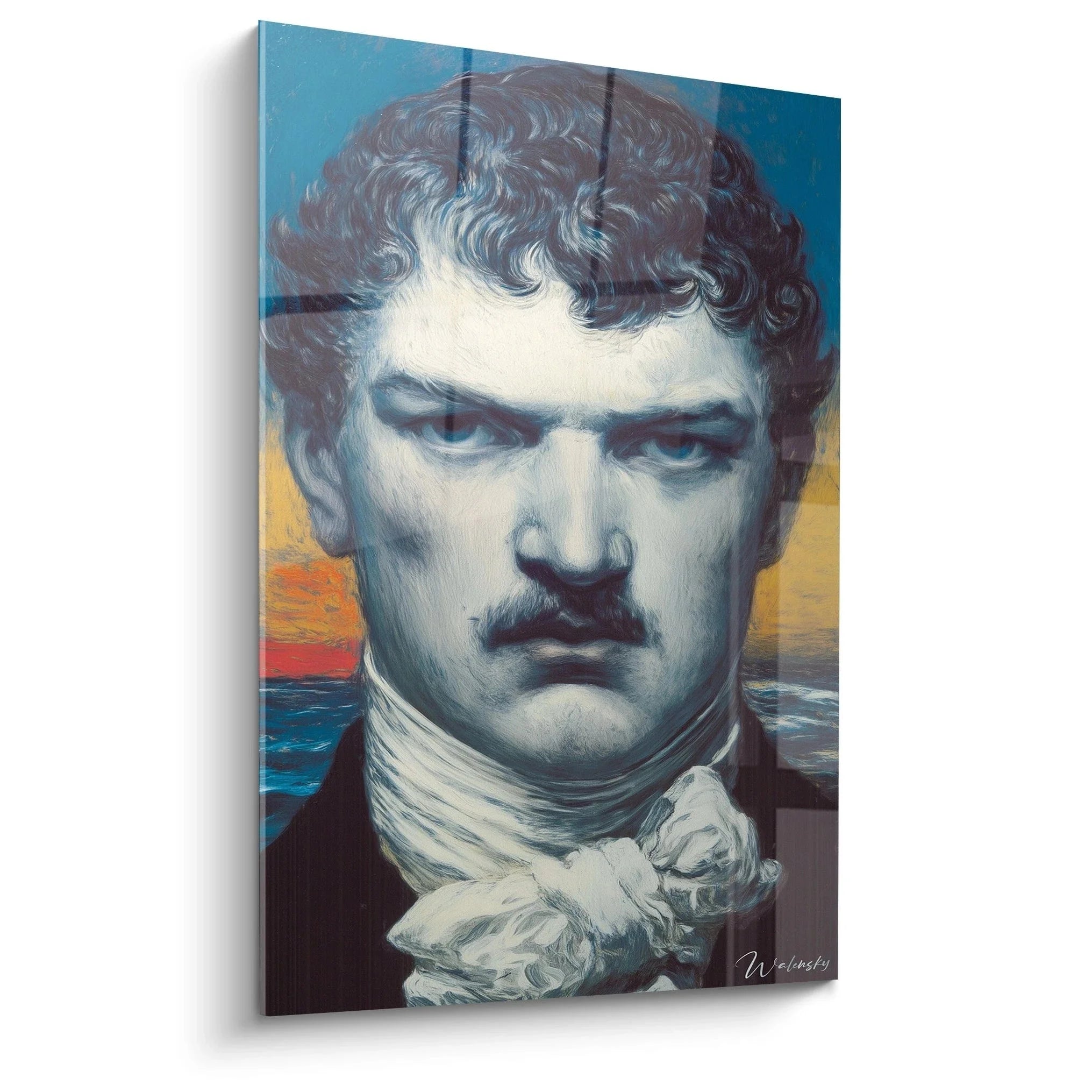 Wandbild romantischer Gentleman mit lockigem Haar und melancholischem Blick im Präraffaelismus Stil