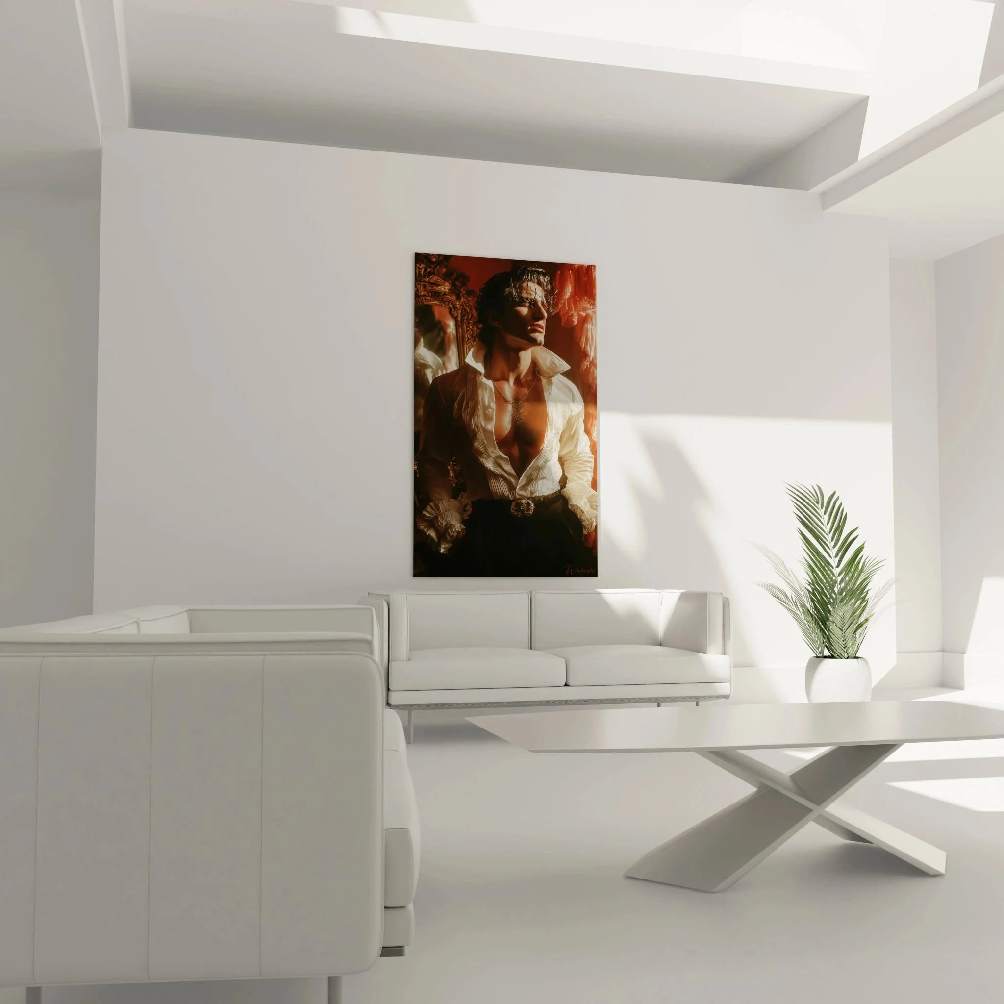 Detailansicht Wandbild romantischer Mann - sinnlicher Blick und männliche Eleganz im Fokus