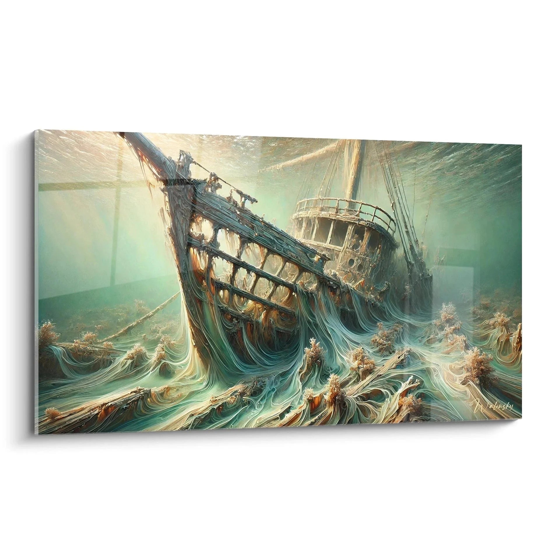 Wandbild Schiffswrack im Sturm - Dramatische maritime Wandkunst mit Segelschiff in stürmischer See