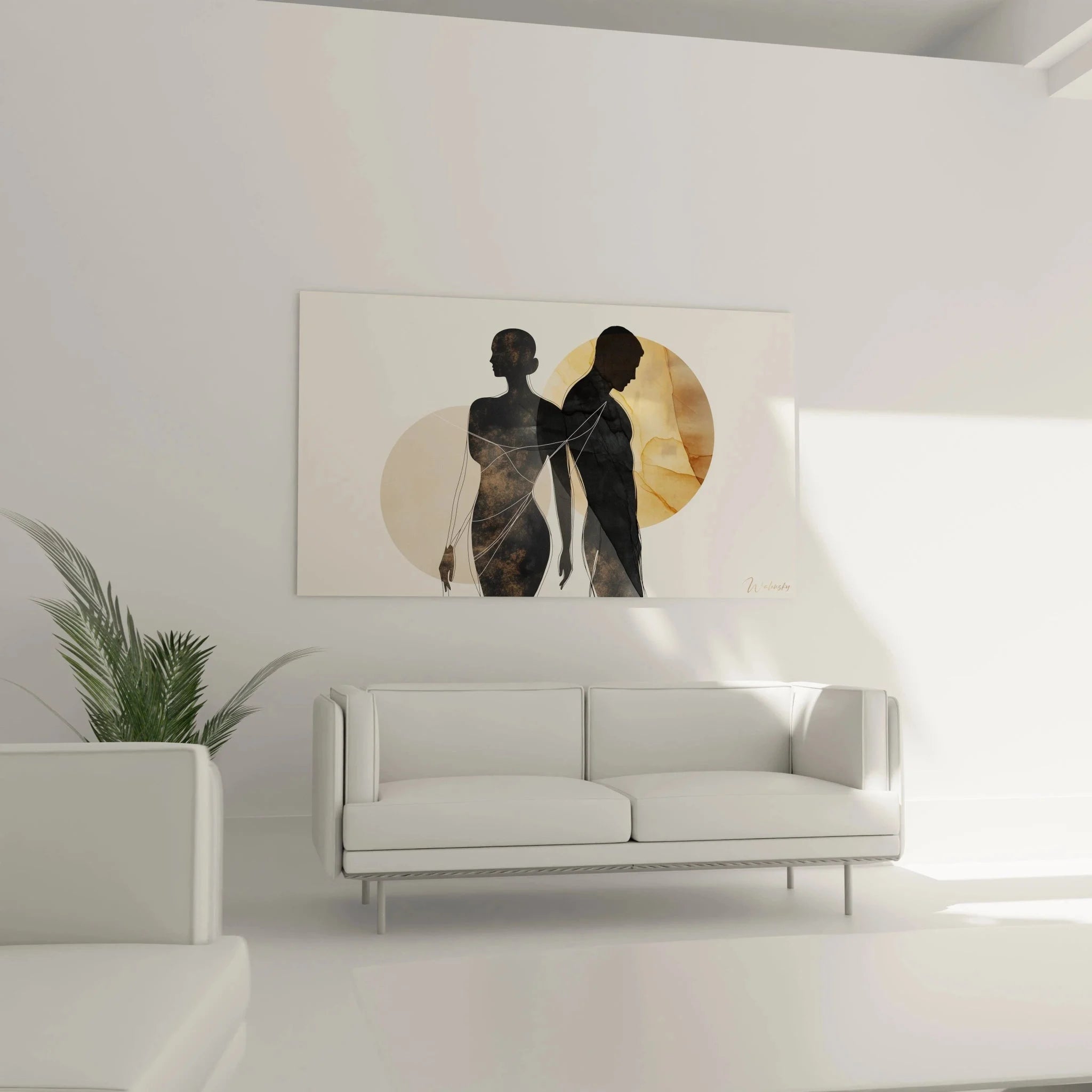 Nahaufnahme Wandbild elegante Silhouetten Details warme Farbpalette Renaissance Kunstwerk