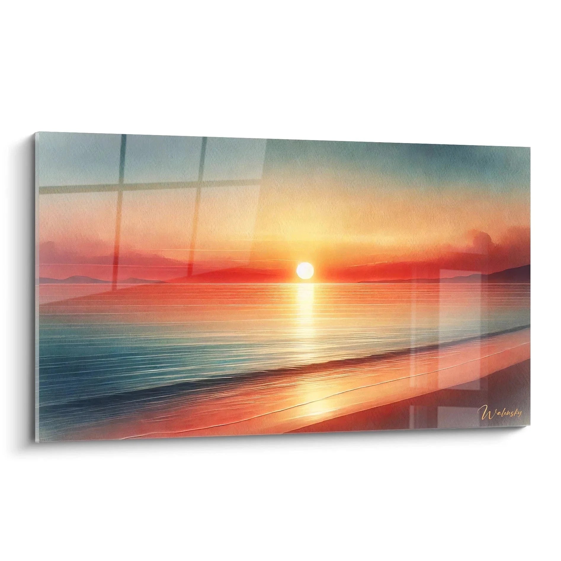 Wandbild Sonnenuntergang Meer mit goldenem Horizont und warmen Farbtönen - Edition Landschaft XXL