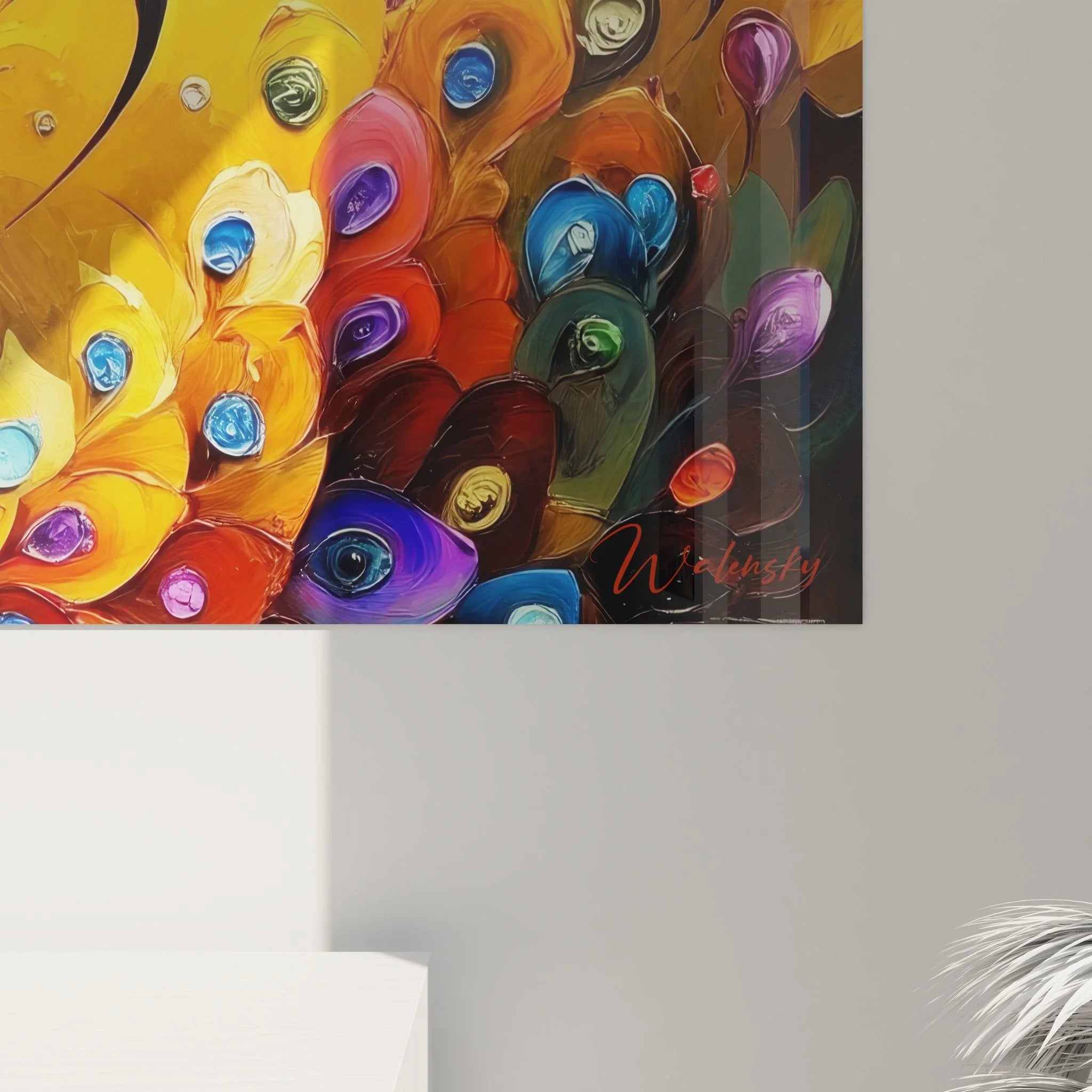 Gesamtansicht Wandbild Spirale mit Auge komplette Darstellung abstrakte Kunst Wanddekoration