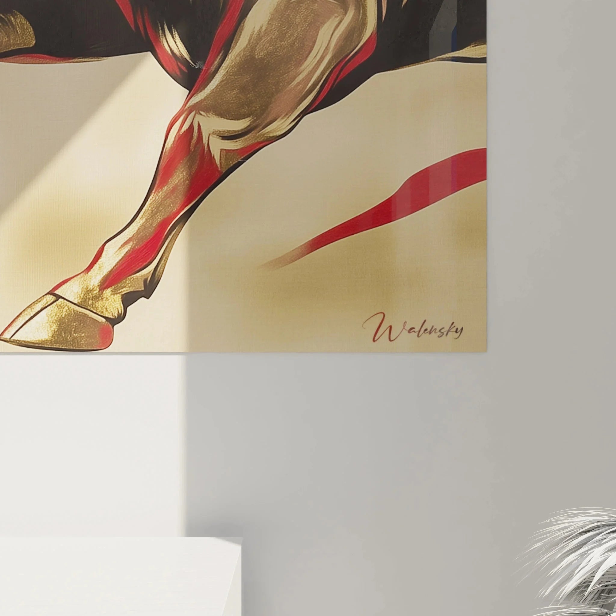 Gesamtansicht Wandbild Stier springend - moderne Tierwandkunst für Wohnraumdekoration