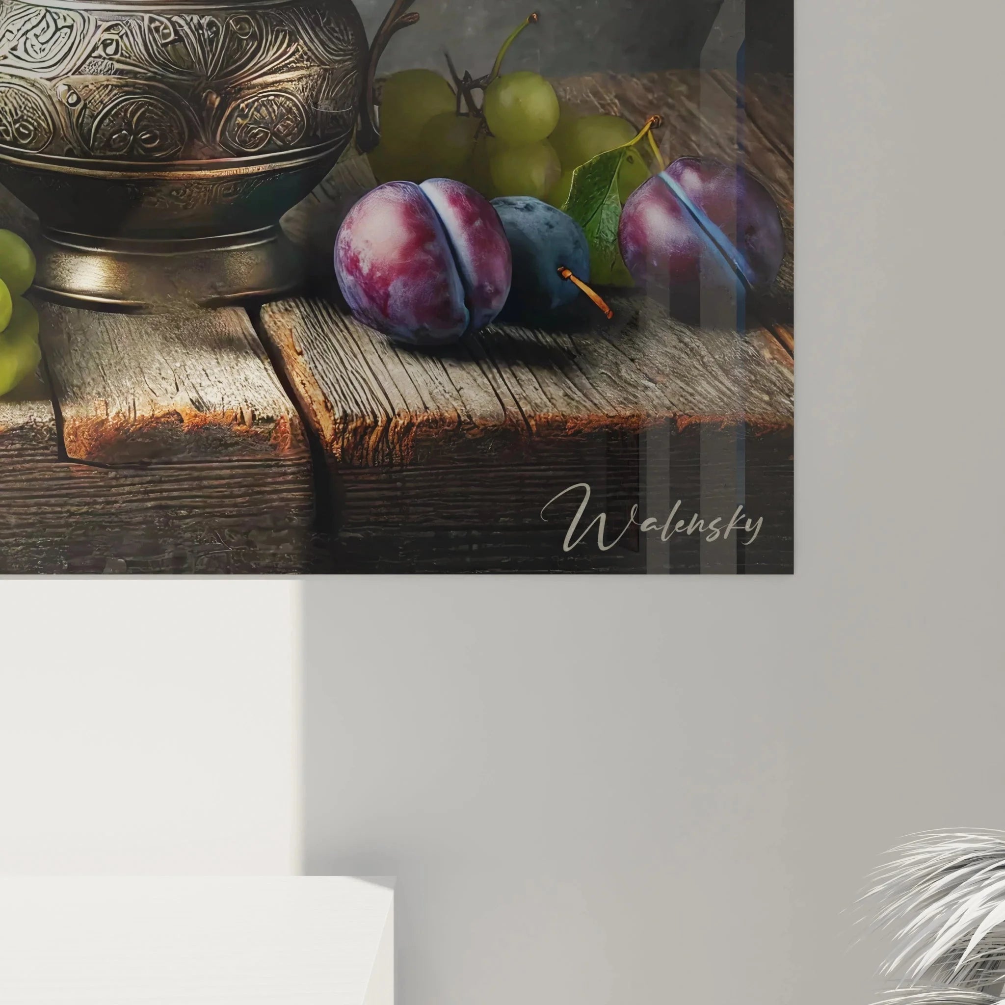 Gesamtansicht Wandbild Stilleben - Klassische Komposition mit Früchten und antiken Krügen XXL Format