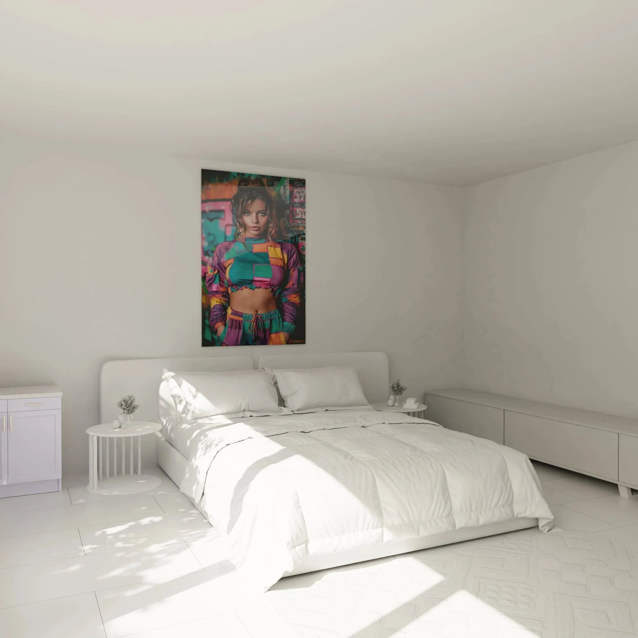 Wandbild Streetwear Fashion Model als Schlafzimmer Dekoration mit urbaner Street Art Atmosphäre