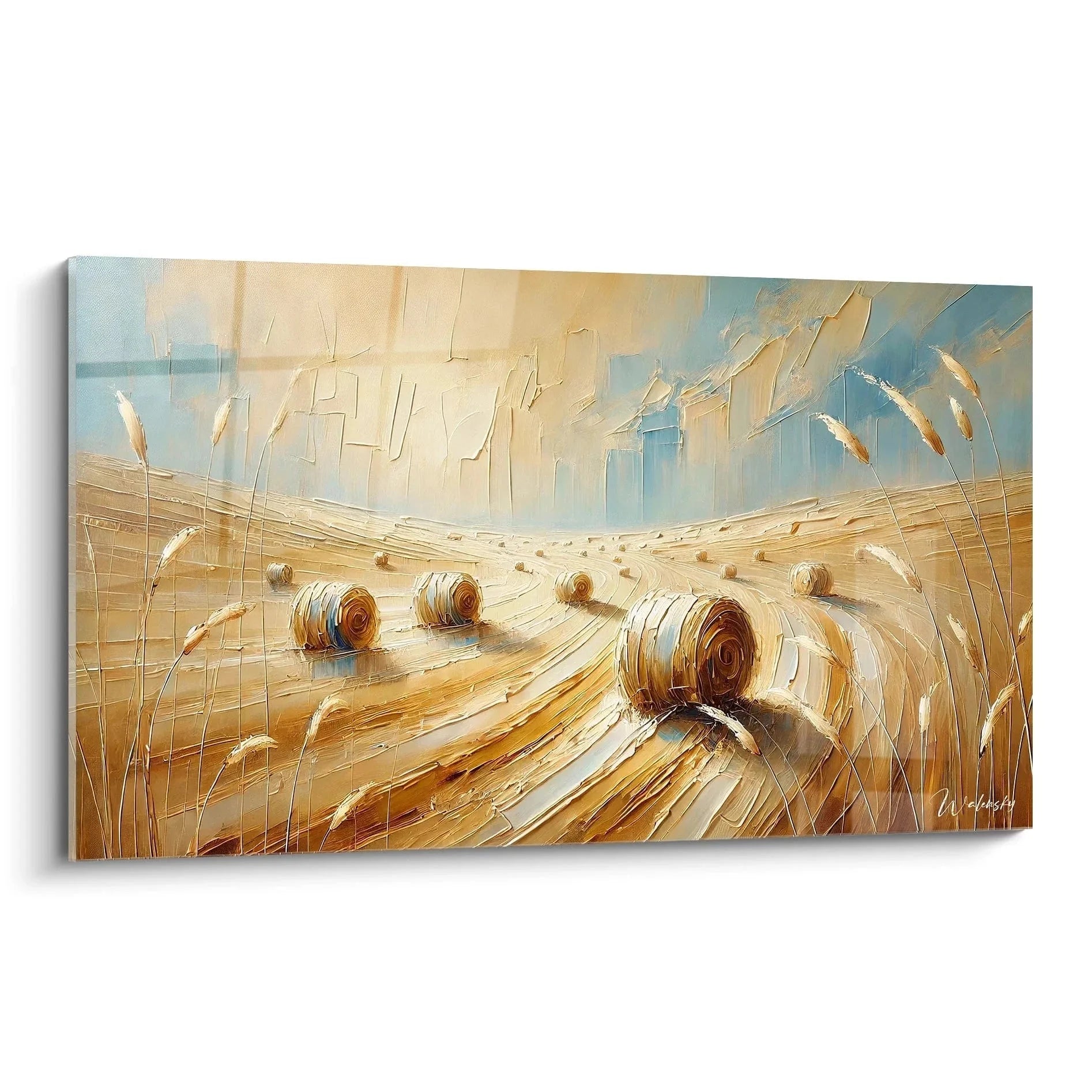 Wandbild Strohballen Landschaft impressionistisch goldene Farben Erntezeit ländliche Idylle Kunstdruck