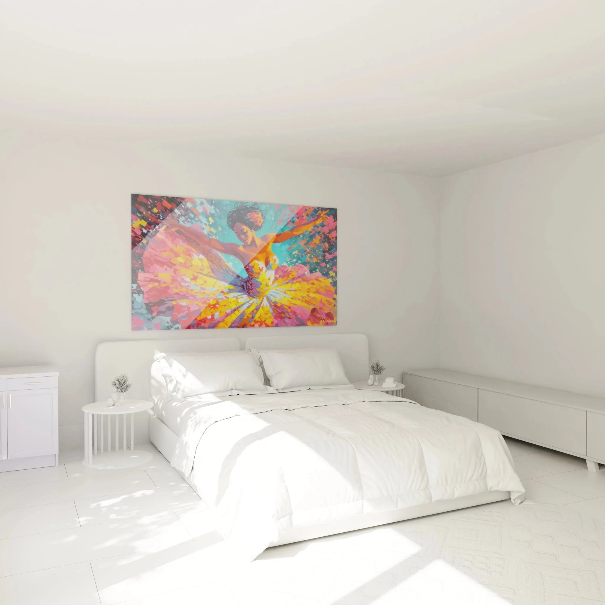 Wandbild Tänzerin im Schlafzimmer - moderne Wanddeko Afrikanischer Tanz mit buntem Tutu