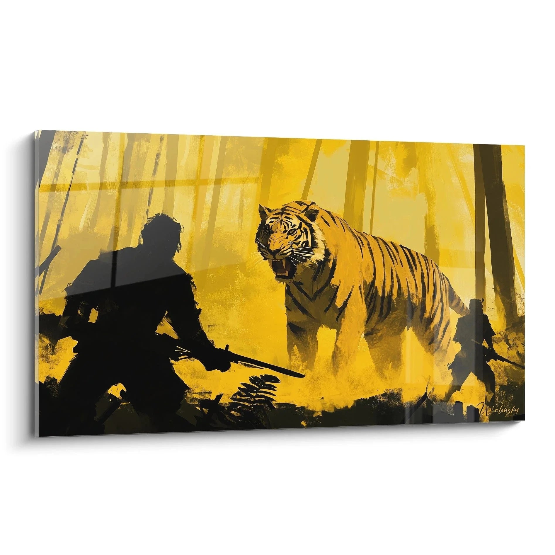 Wandbild Tiger Jäger Begegnung dramatische Dschungelszene Edition Peter Paul Rubens goldene Farbtöne