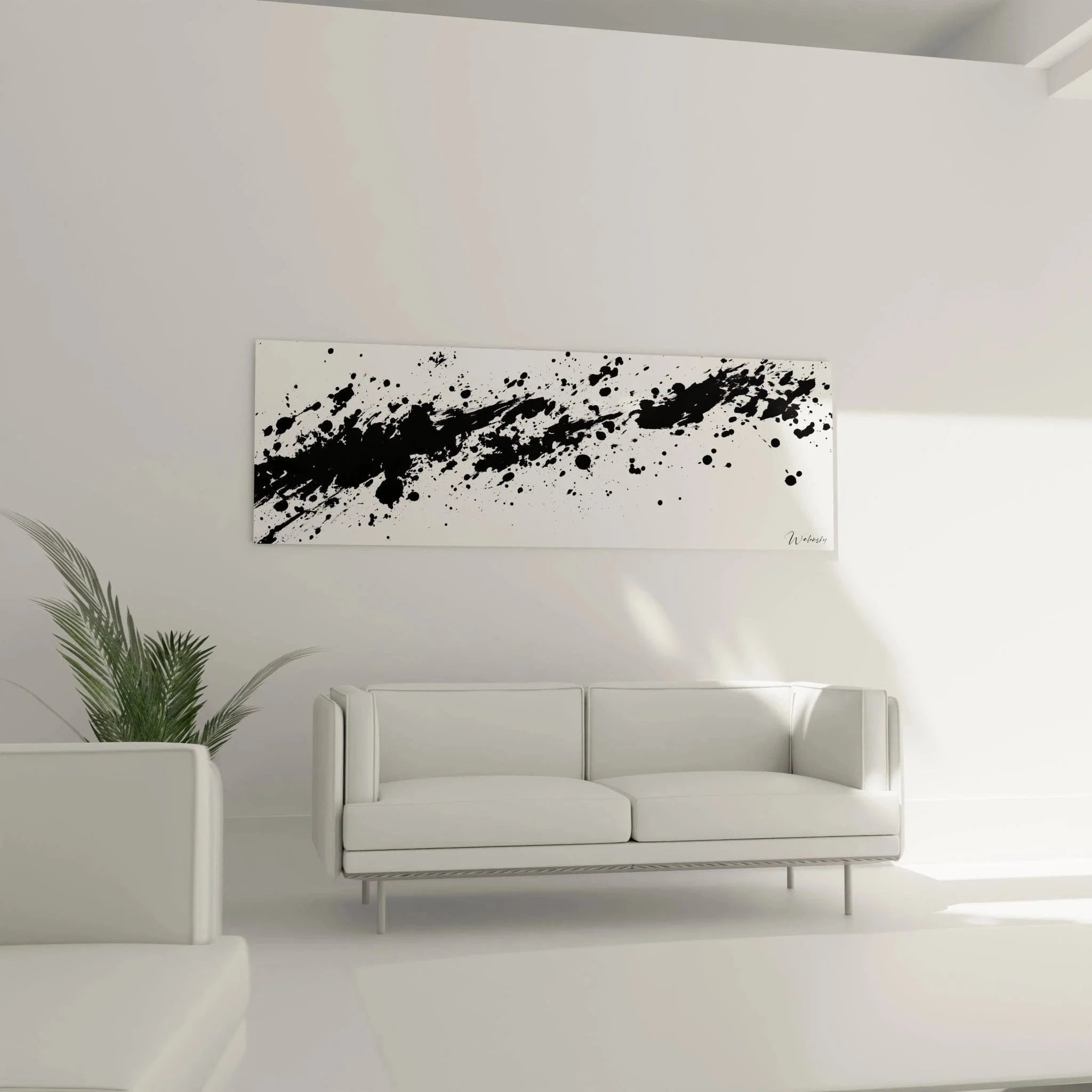 Nahaufnahme Wandbild Tintenspritzer Textur schwarz-weiß abstrakte Details dalmatiner Optik