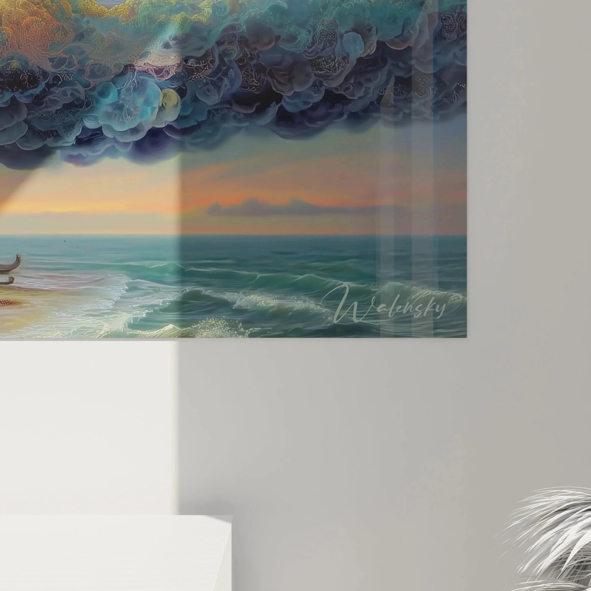 Wandbild Traumhaus Gesamtansicht - Surreale schwebende Villen Komposition für Wohnraum Dekoration